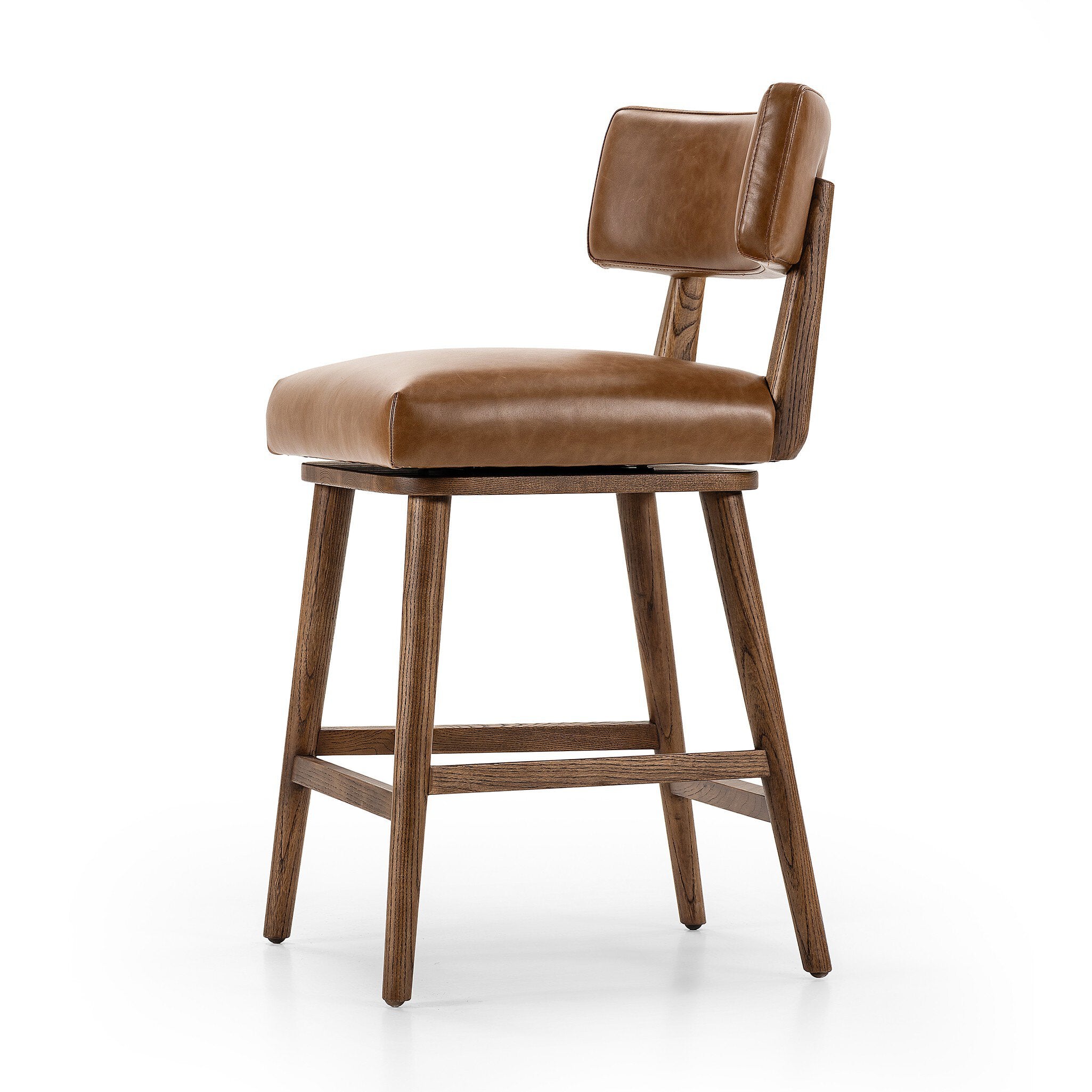 Four Hands Cardell Swivel Bar + Counter Stool — Sonoma Chestnut-Tan Nettlewood-Counter