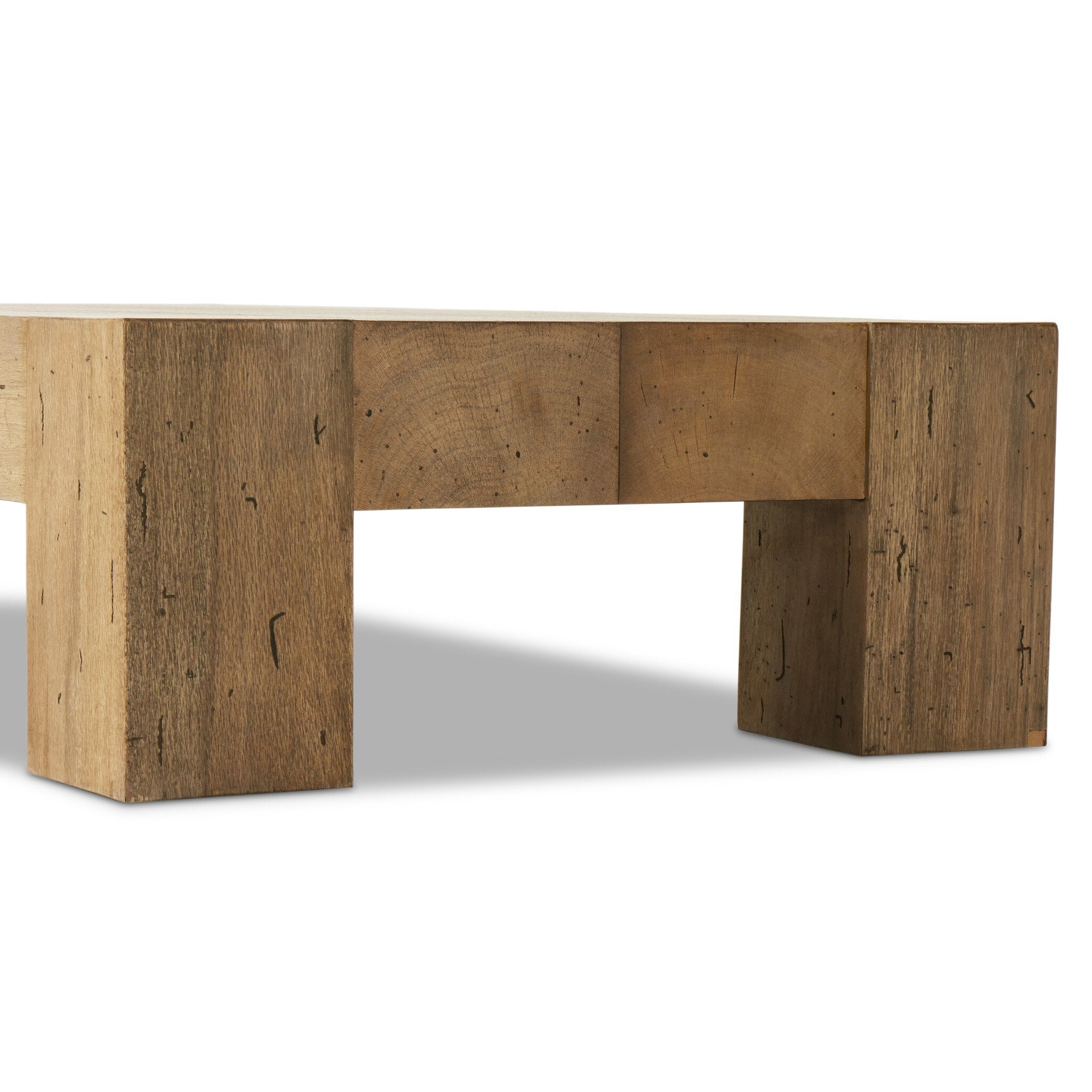Four Hands Abaso Rectangular Coffee Table — Rustic Wormwood Oak