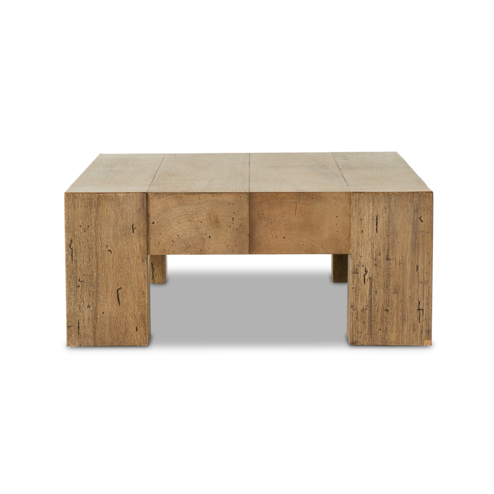 Four Hands Abaso Rectangular Coffee Table — Rustic Wormwood Oak