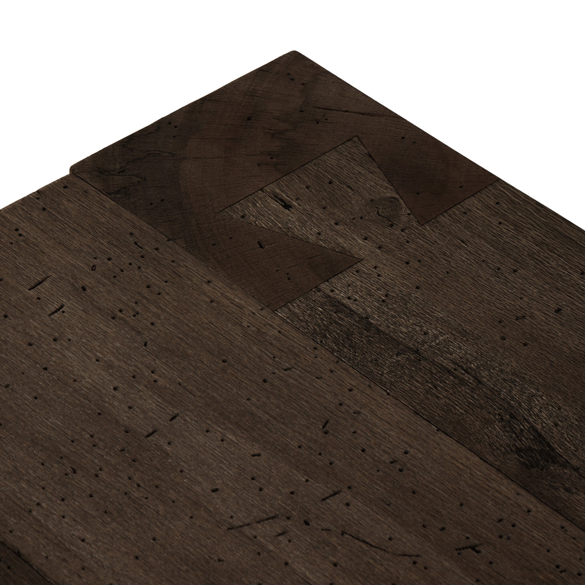 Four Hands Abaso Rectangular Coffee Table — Ebony Rustic Wormwood Oak