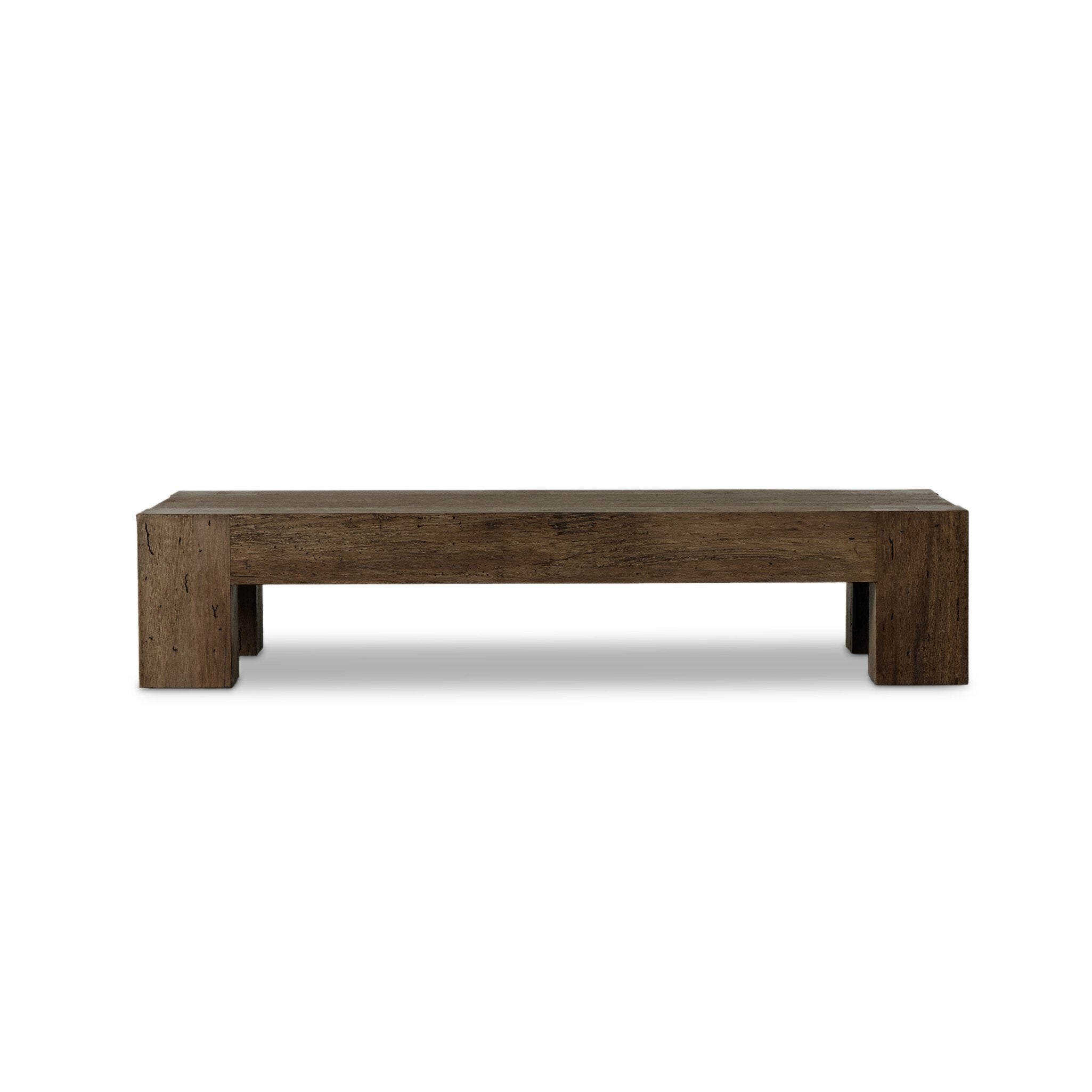 Four Hands Abaso Rectangular Coffee Table — Ebony Rustic Wormwood Oak