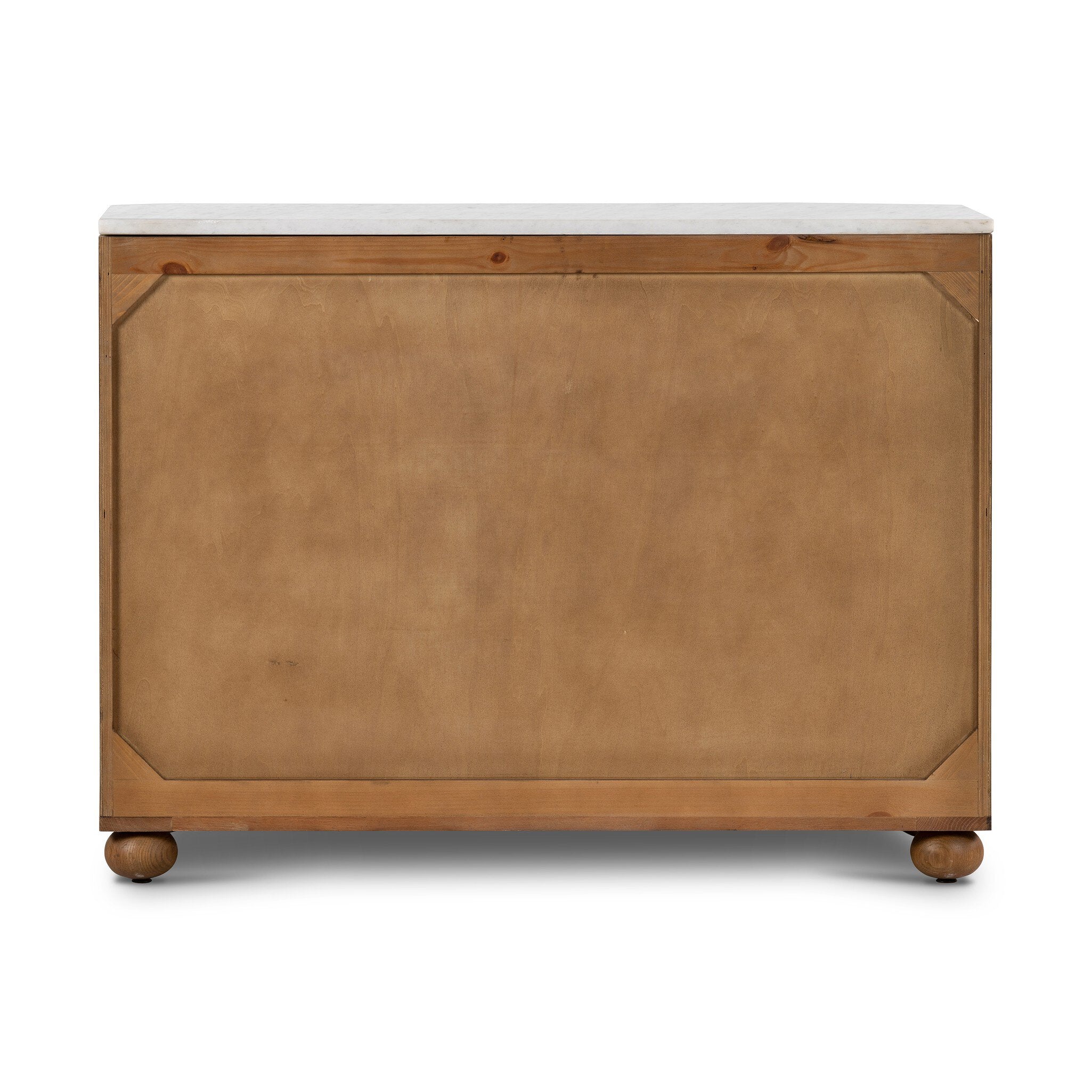 Four Hands Tiago Marble Chest — Toasted Oak-Glossy White Marble-Aged Brass