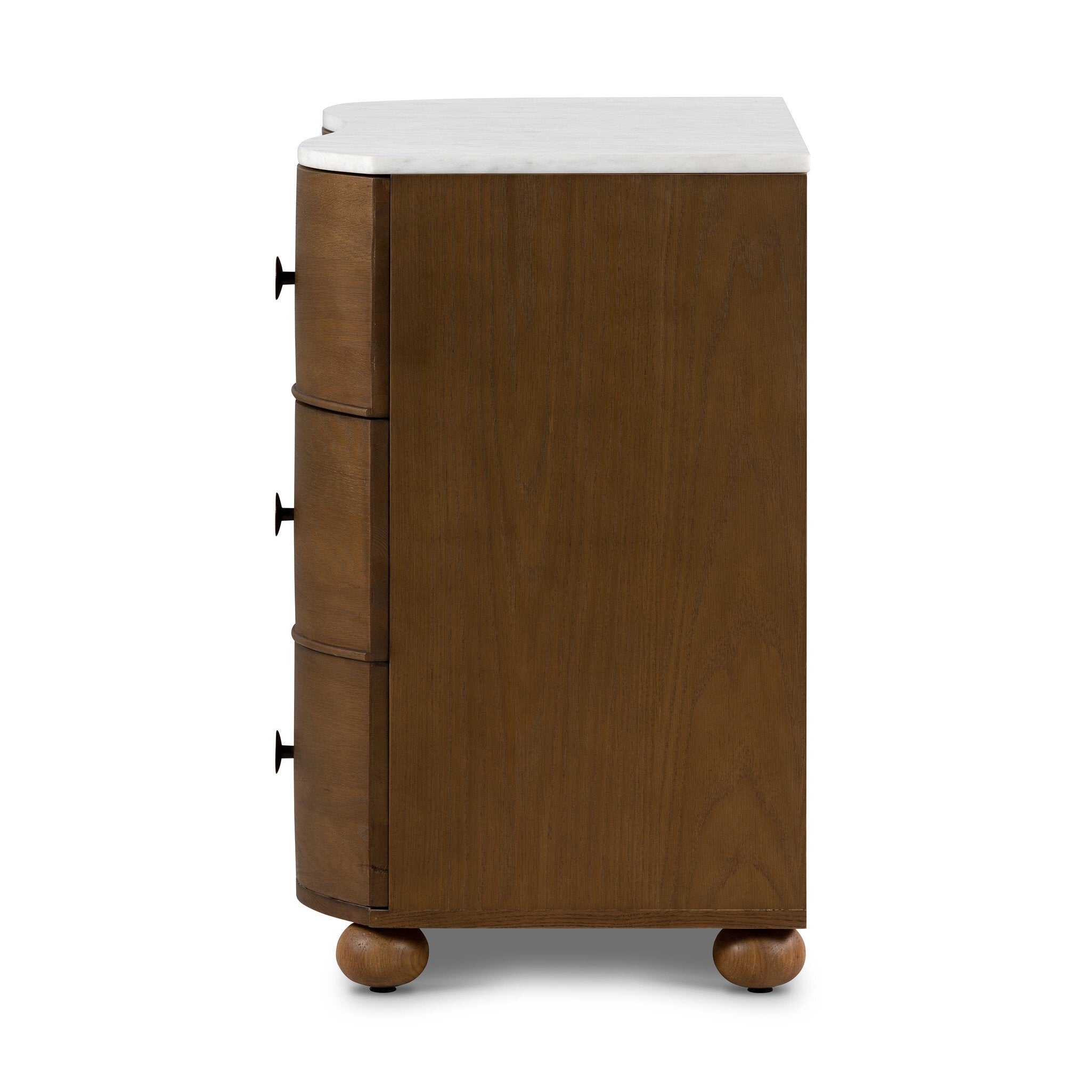 Four Hands Tiago Marble Chest — Toasted Oak-Glossy White Marble-Aged Brass