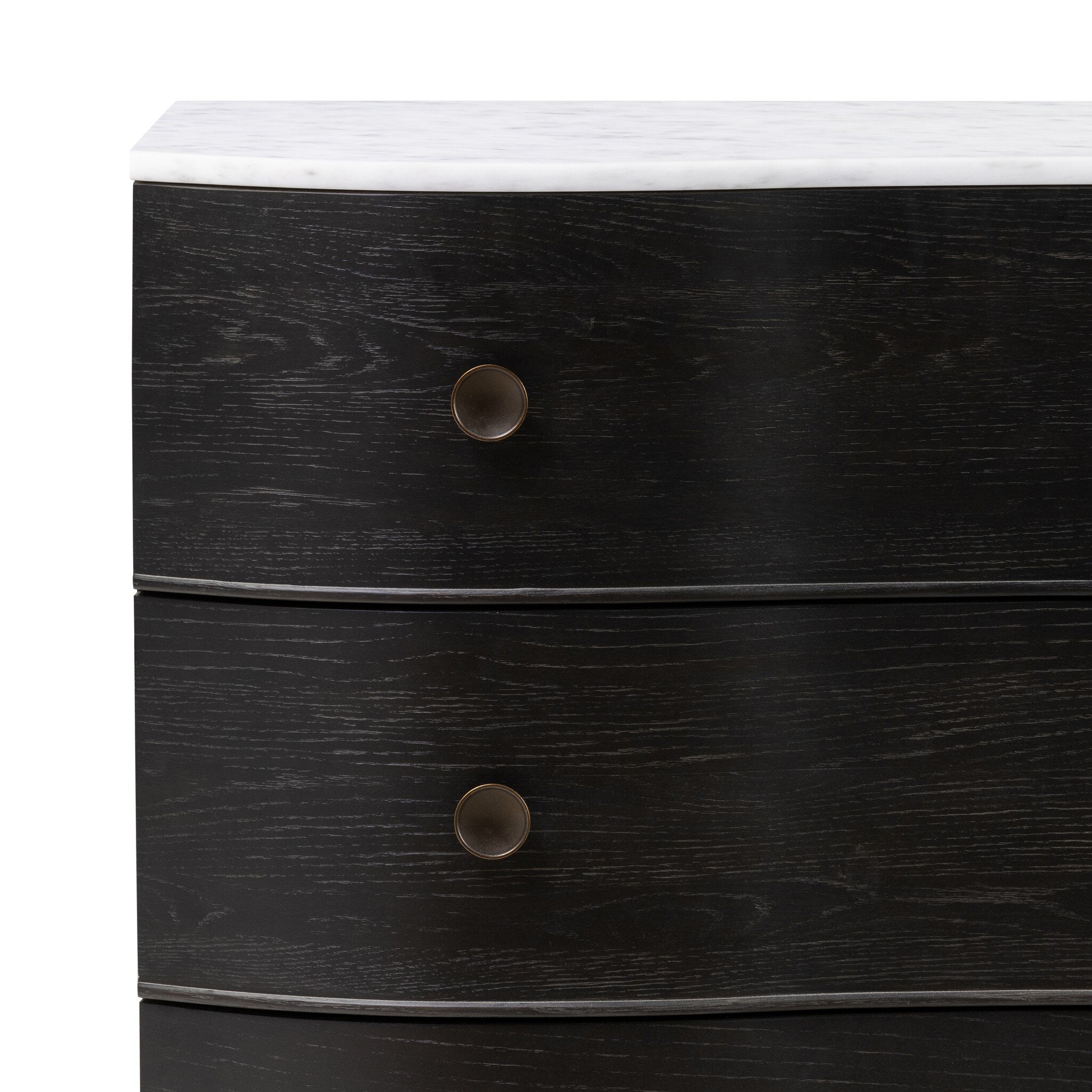 Four Hands Tiago Marble Chest — Glossy White Marble-Distressed Black-Aged Brass