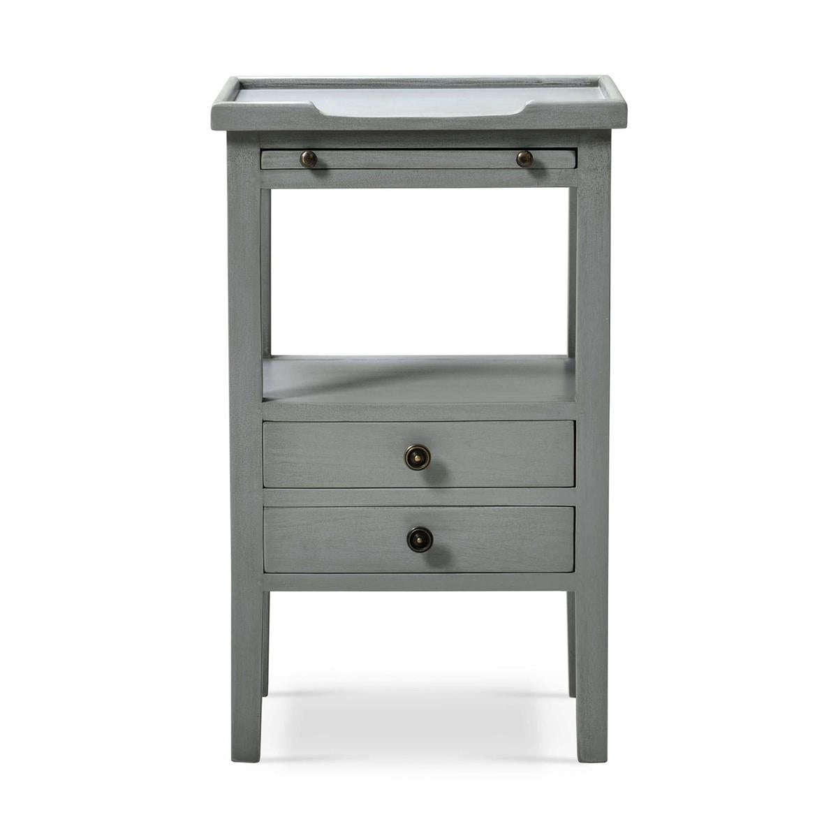 Bramble Eton 2 Drawer Side Table w/ Pull Out Shelf — Grey Charleston
