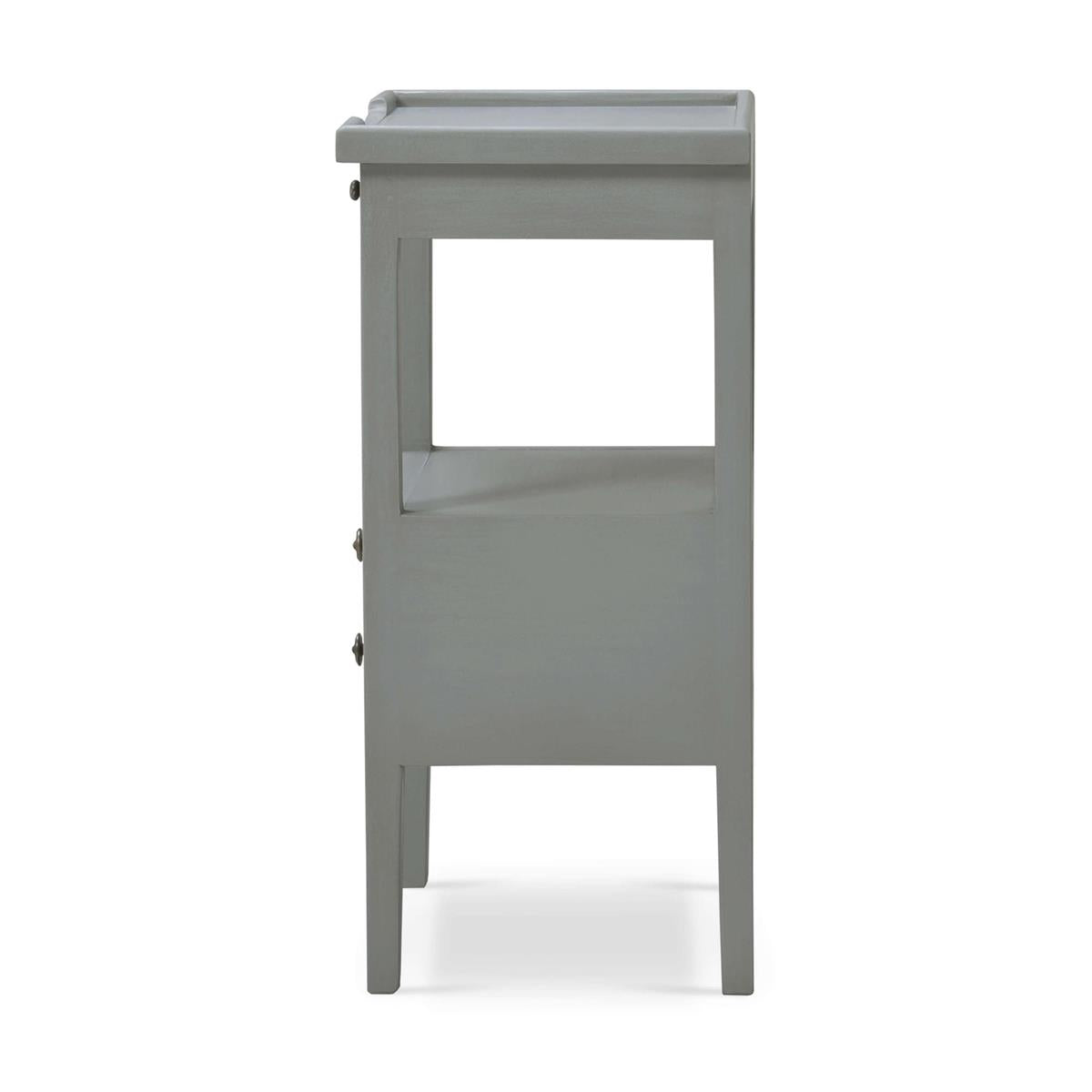Bramble Eton 2 Drawer Side Table w/ Pull Out Shelf — Grey Charleston