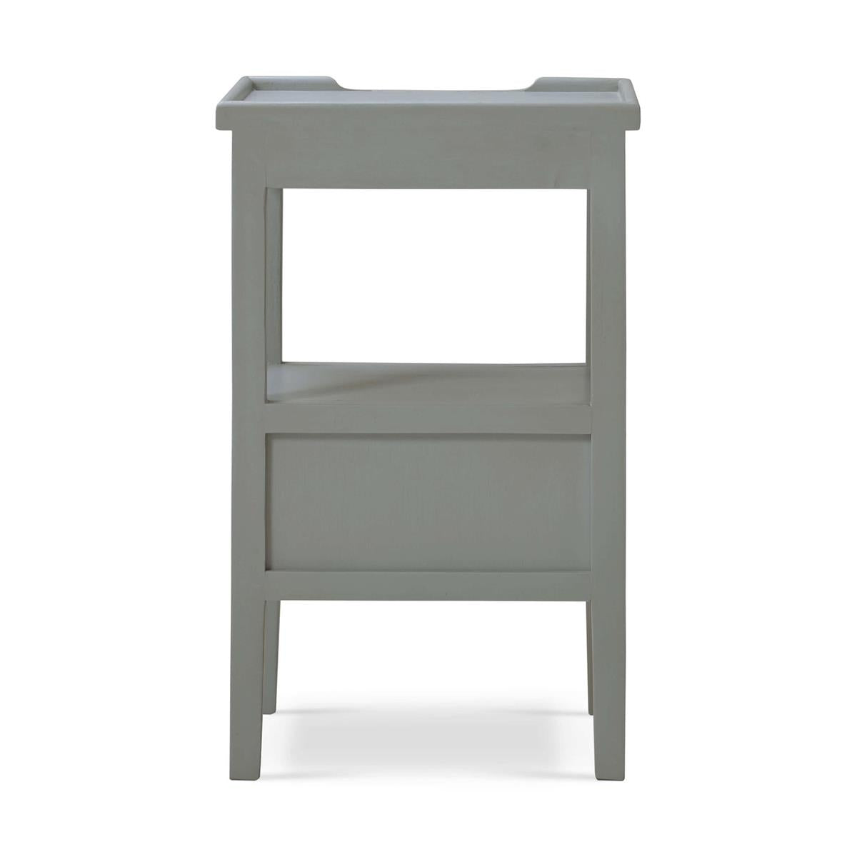 Bramble Eton 2 Drawer Side Table w/ Pull Out Shelf — Grey Charleston