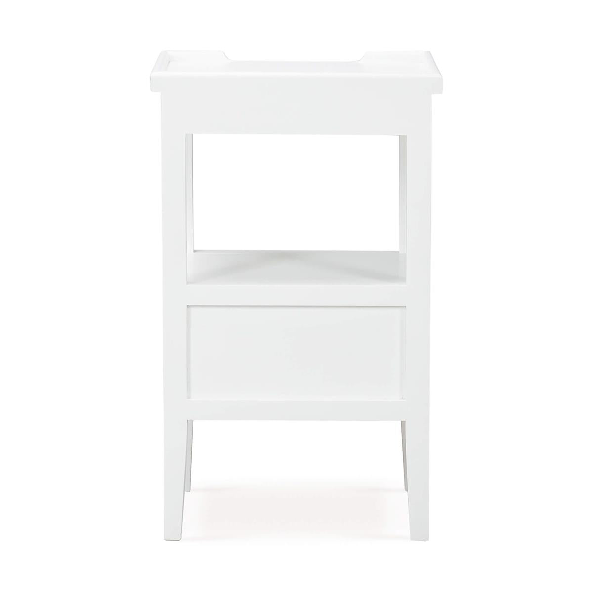 Bramble Eton 2 Drawer Side Table w/ Pull Out Shelf — Architectural White / Light Distressed