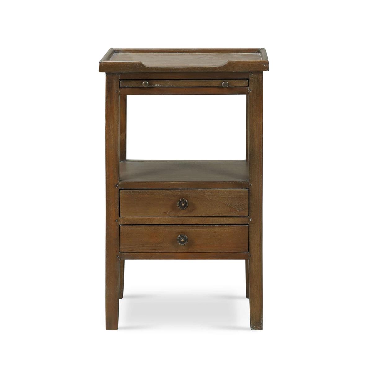 Bramble Eton 2 Drawer Side Table w/ Pull Out Shelf — Straw Wash