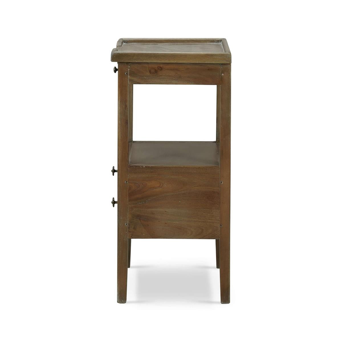 Bramble Eton 2 Drawer Side Table w/ Pull Out Shelf — Straw Wash