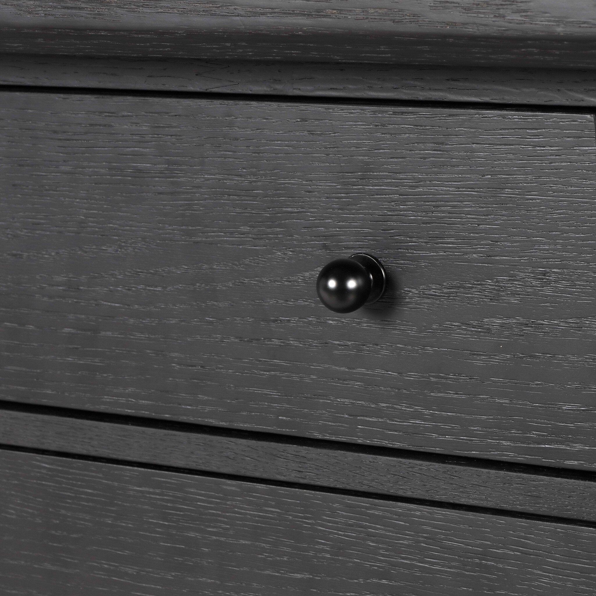 Four Hands Gardendale Kitchen Island — Stained Black Oak-Stained Black Oak Veneer-Black Iron