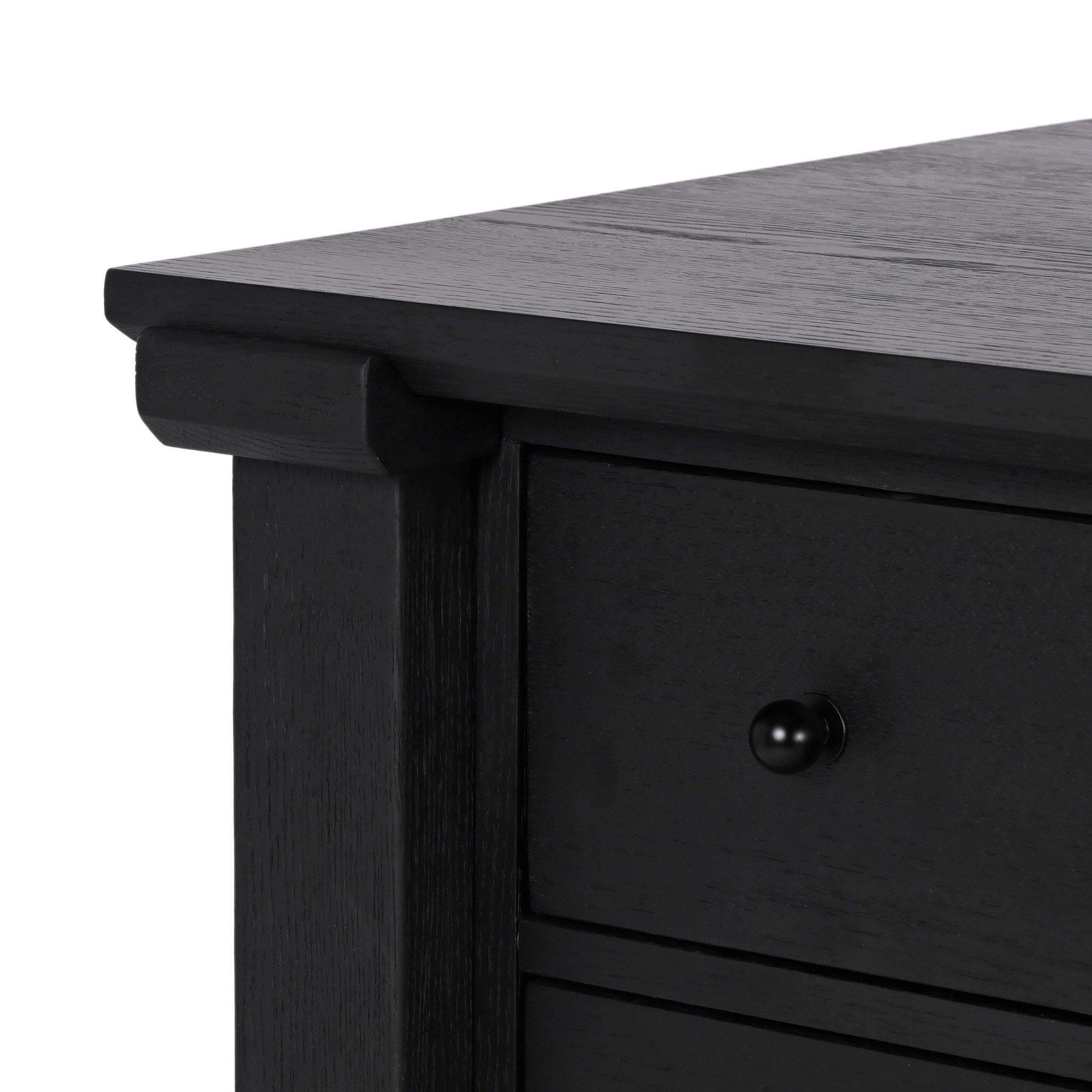 Four Hands Gardendale Kitchen Island — Stained Black Oak-Stained Black Oak Veneer-Black Iron