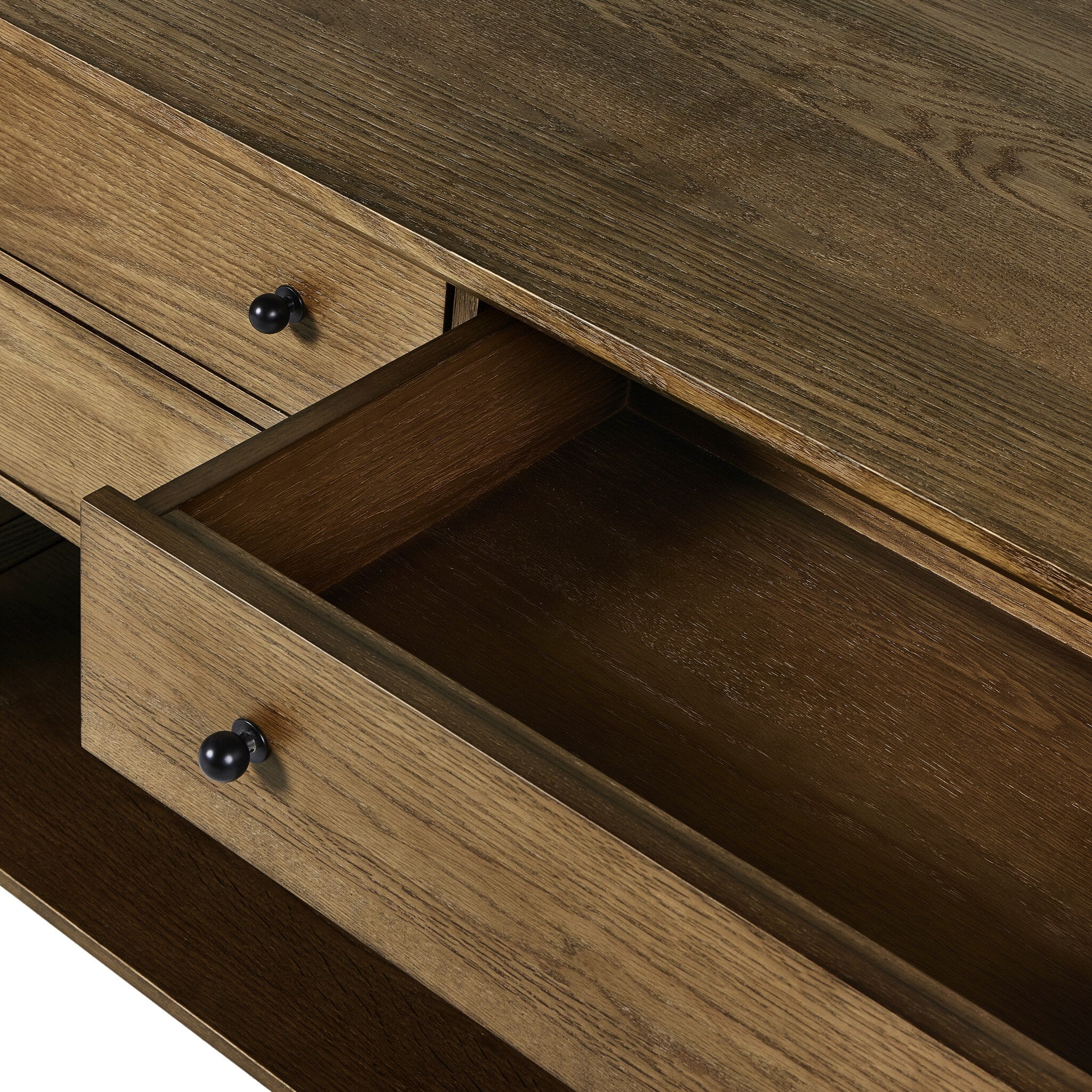 Four Hands Gardendale Kitchen Island — Tan Oak-Tan Oak Veneer-Black Iron