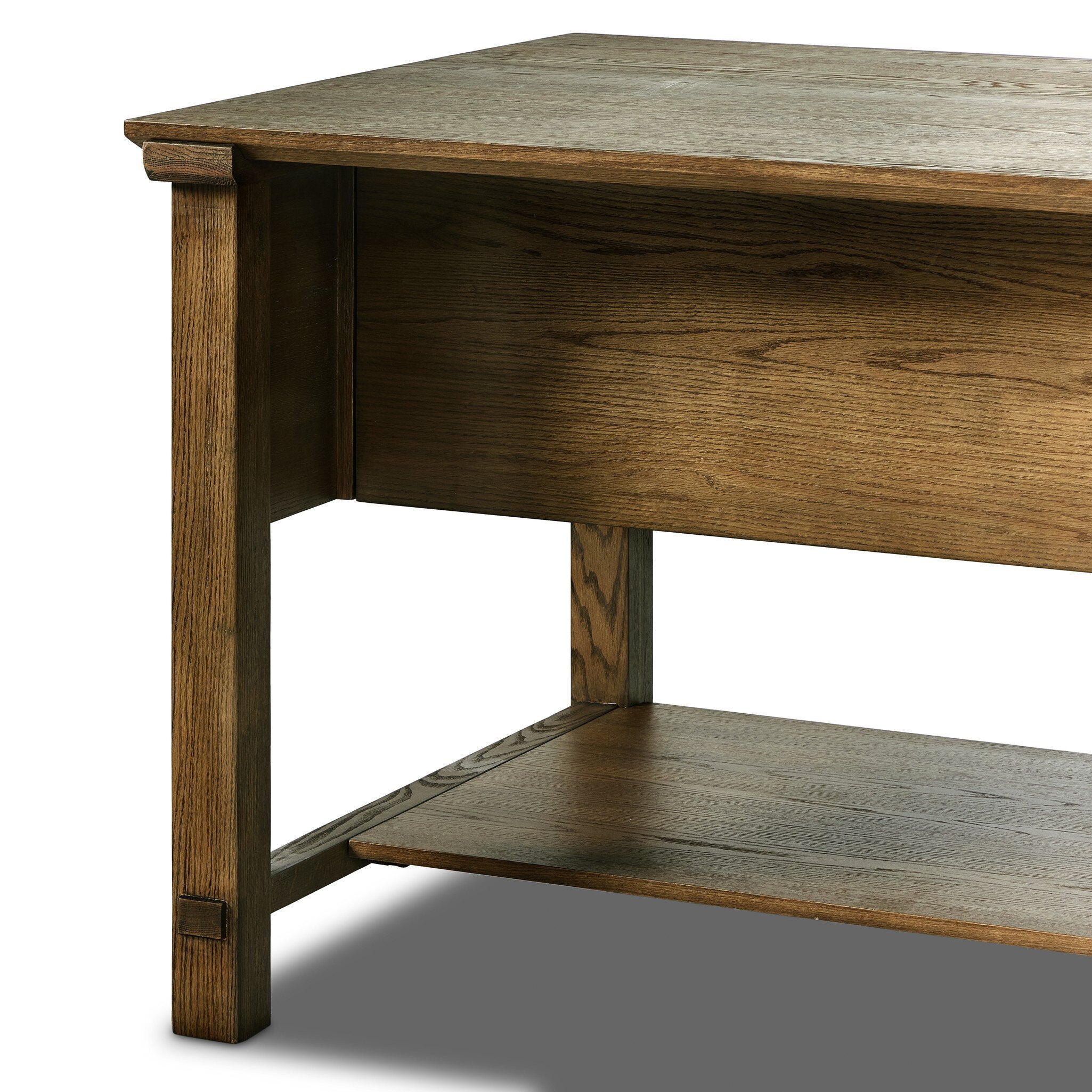 Four Hands Gardendale Kitchen Island — Tan Oak-Tan Oak Veneer-Black Iron