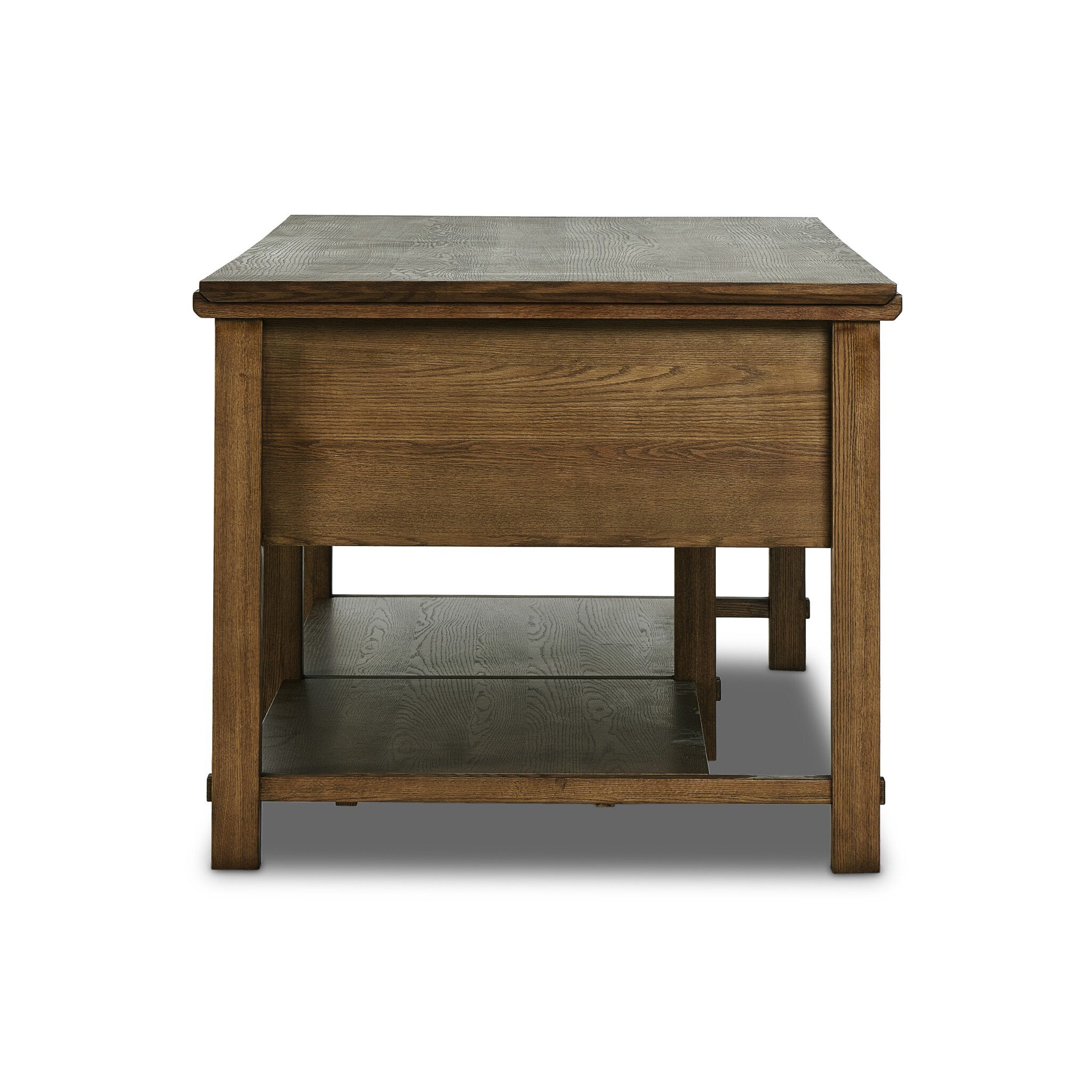 Four Hands Gardendale Kitchen Island — Tan Oak-Tan Oak Veneer-Black Iron