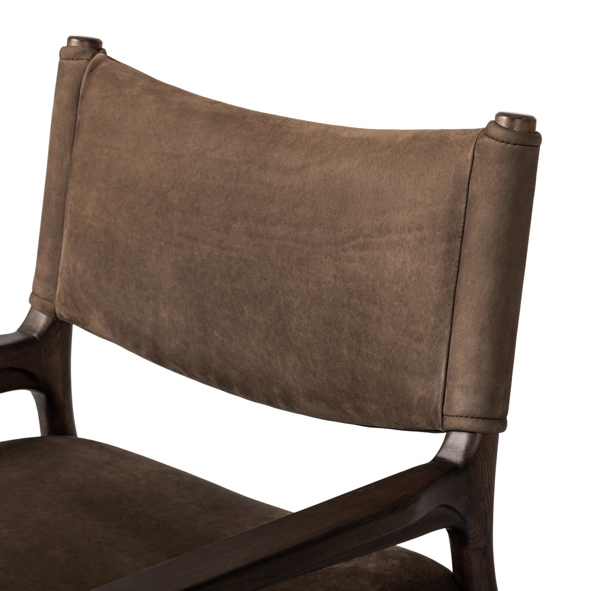 Four Hands Jayla Dining Armchair — Nubuck Cigar-Burnt Oak