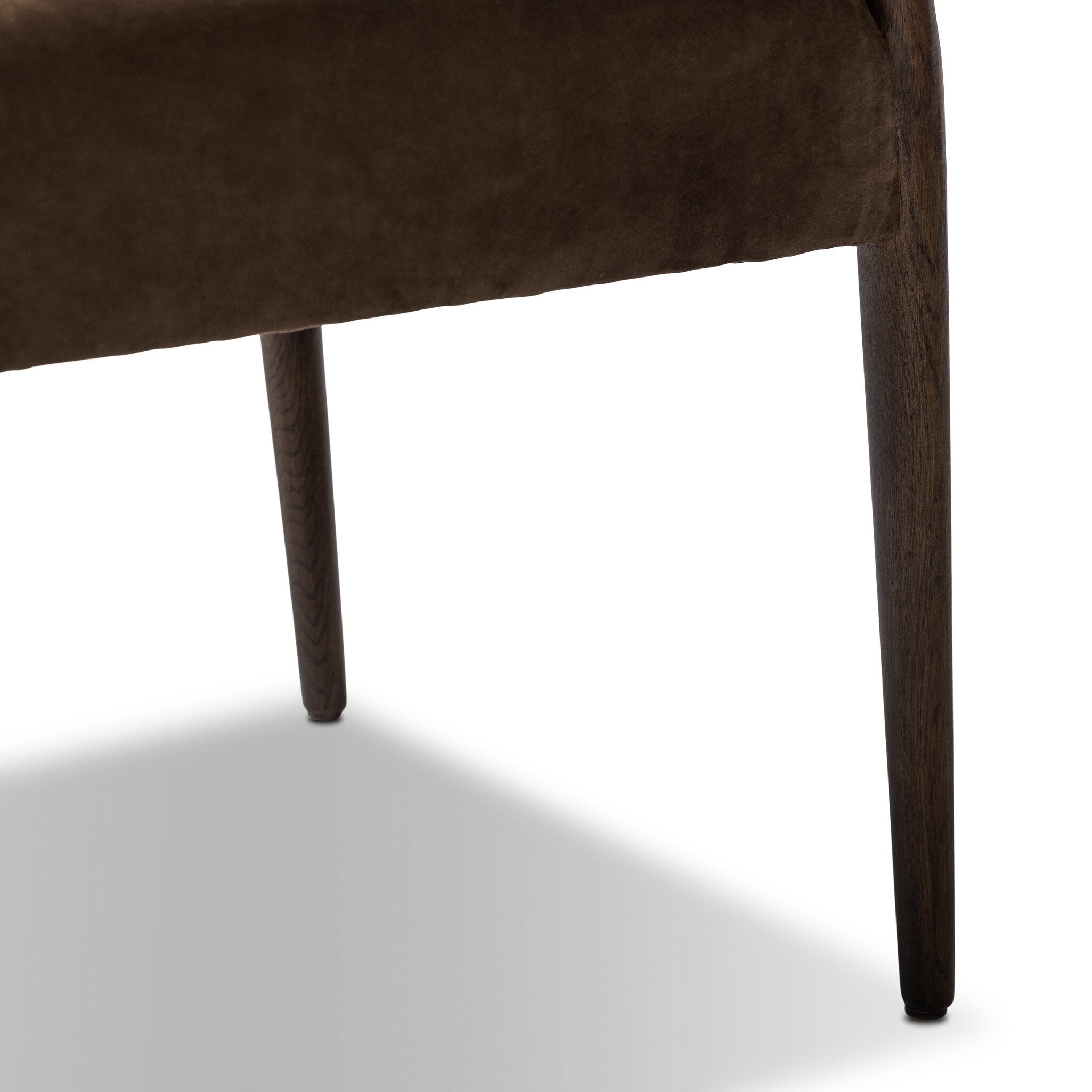 Four Hands Jayla Dining Armchair — Nubuck Cigar-Burnt Oak
