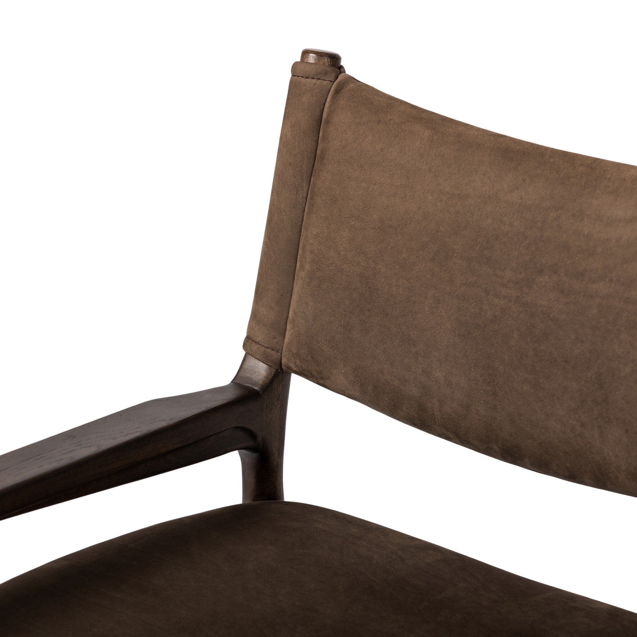 Four Hands Jayla Dining Armchair — Nubuck Cigar-Burnt Oak