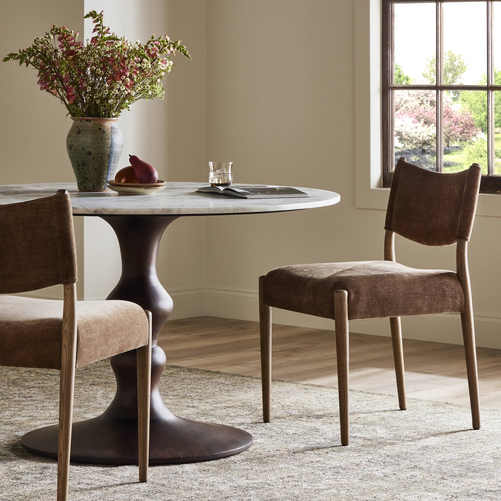 Four Hands Jayla Armless Dining Chair — Altair Mushroom-Toasted Oak