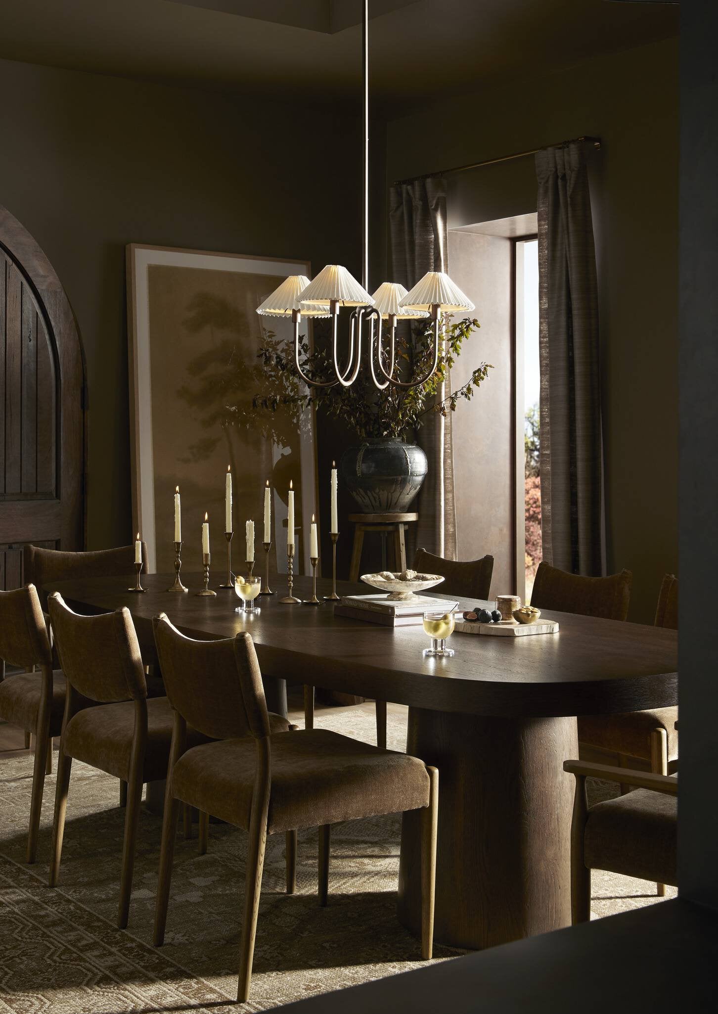 Four Hands Jayla Armless Dining Chair — Altair Mushroom-Toasted Oak
