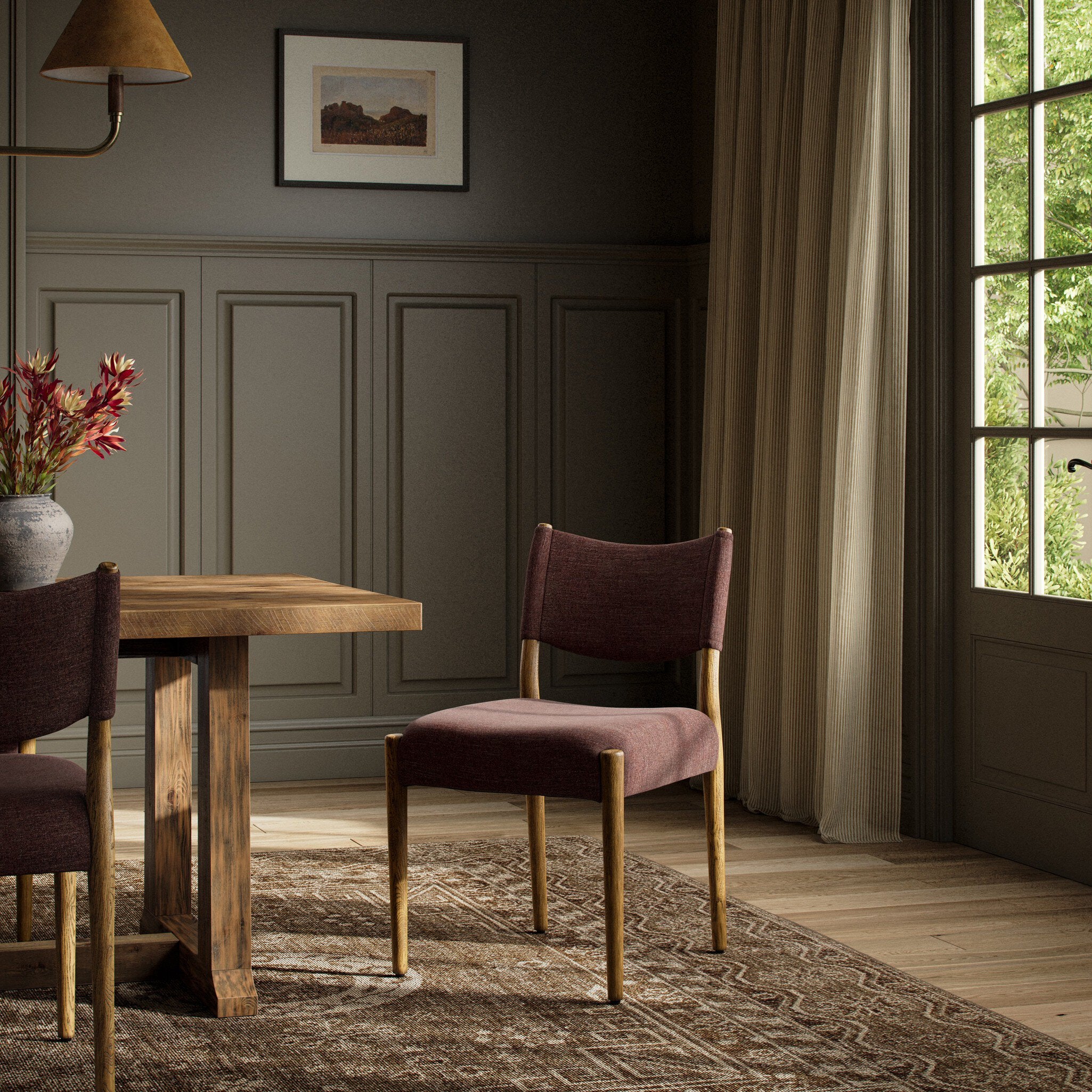 Four Hands Jayla Armless Dining Chair — Laughlin Plum-Toasted Oak