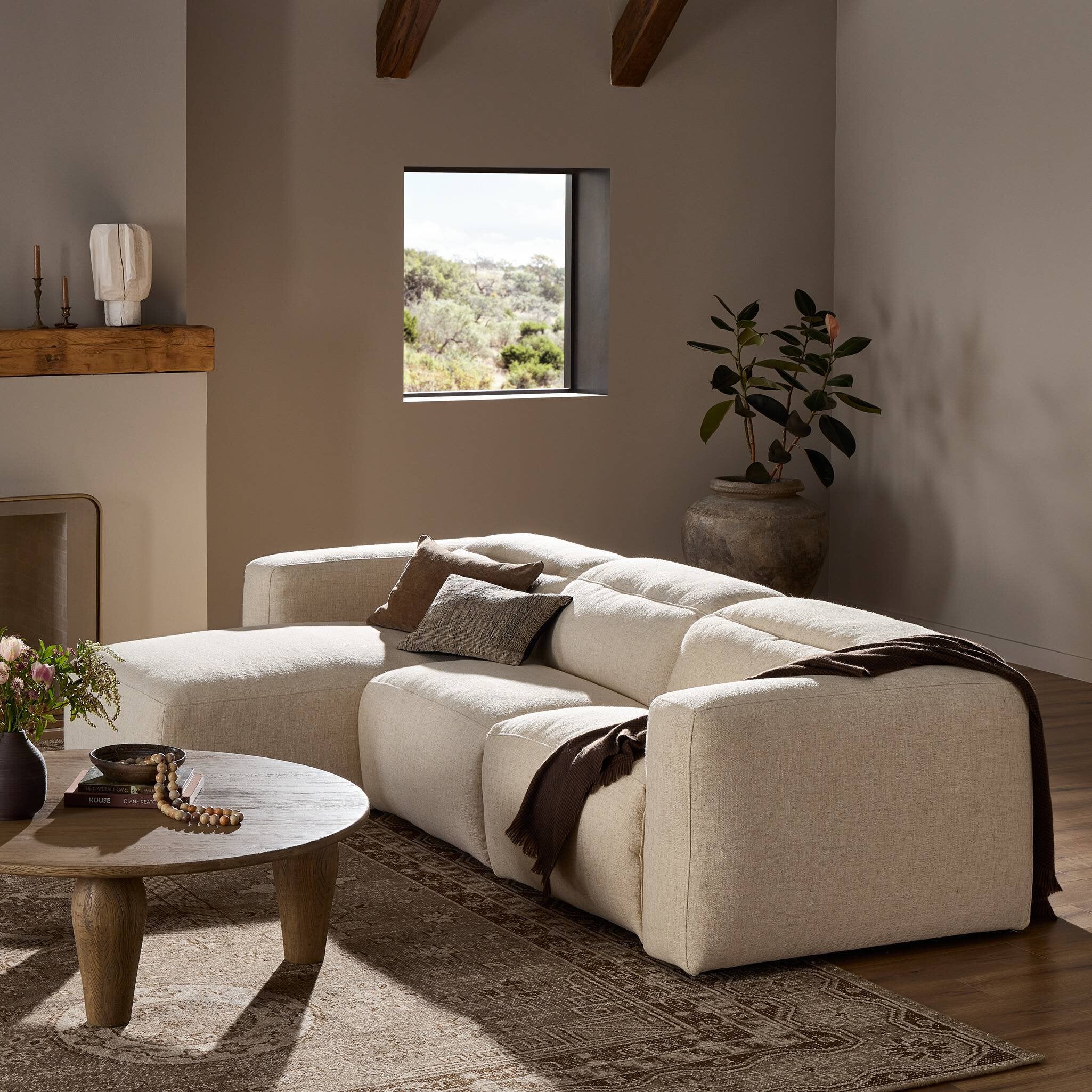 Four Hands Radley Power Recliner 3-Piece Sectional W/ Chaise — Antigo Natural