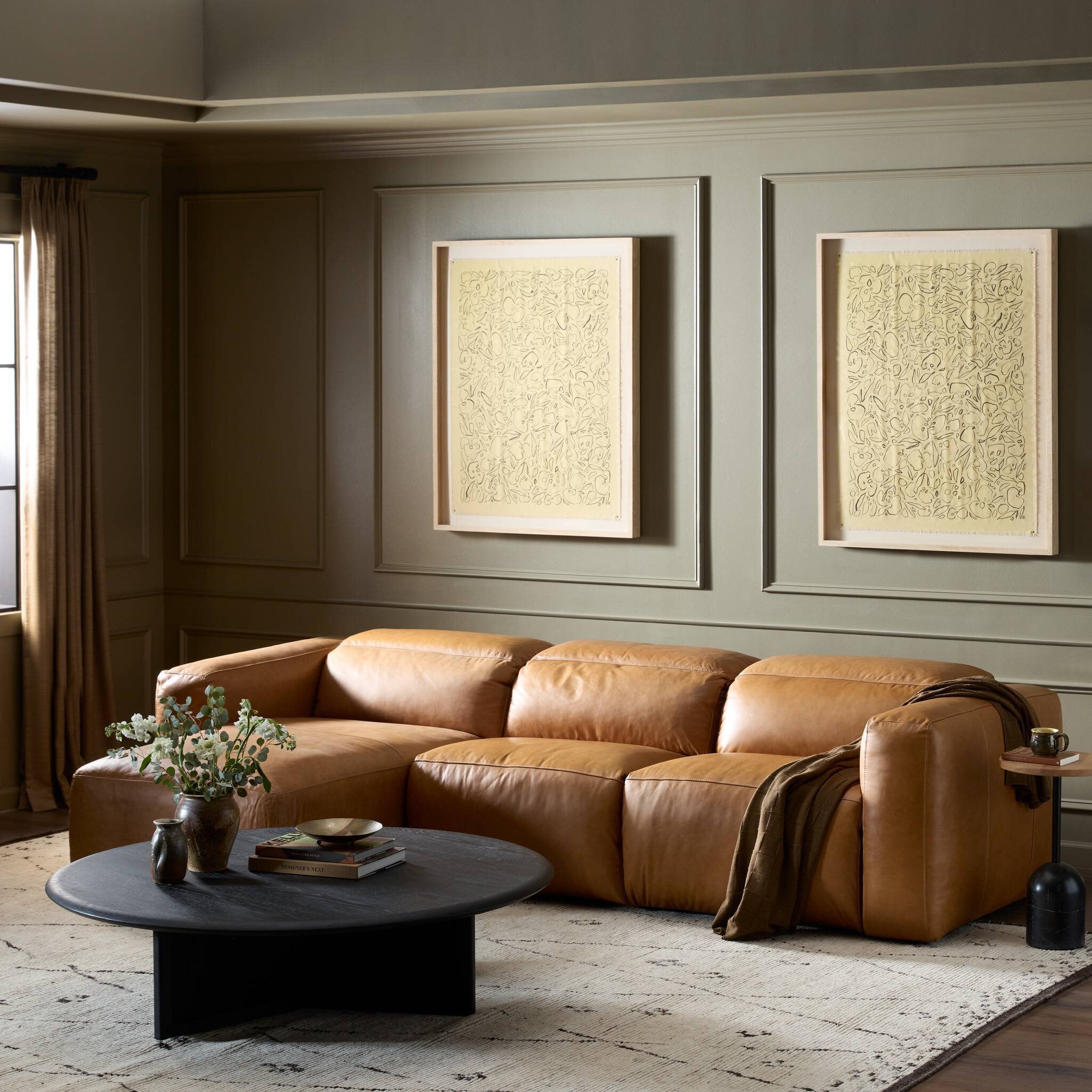 Four Hands Radley Power Recliner 3-Piece Sectional W/ Chaise — Sonoma Butterscotch