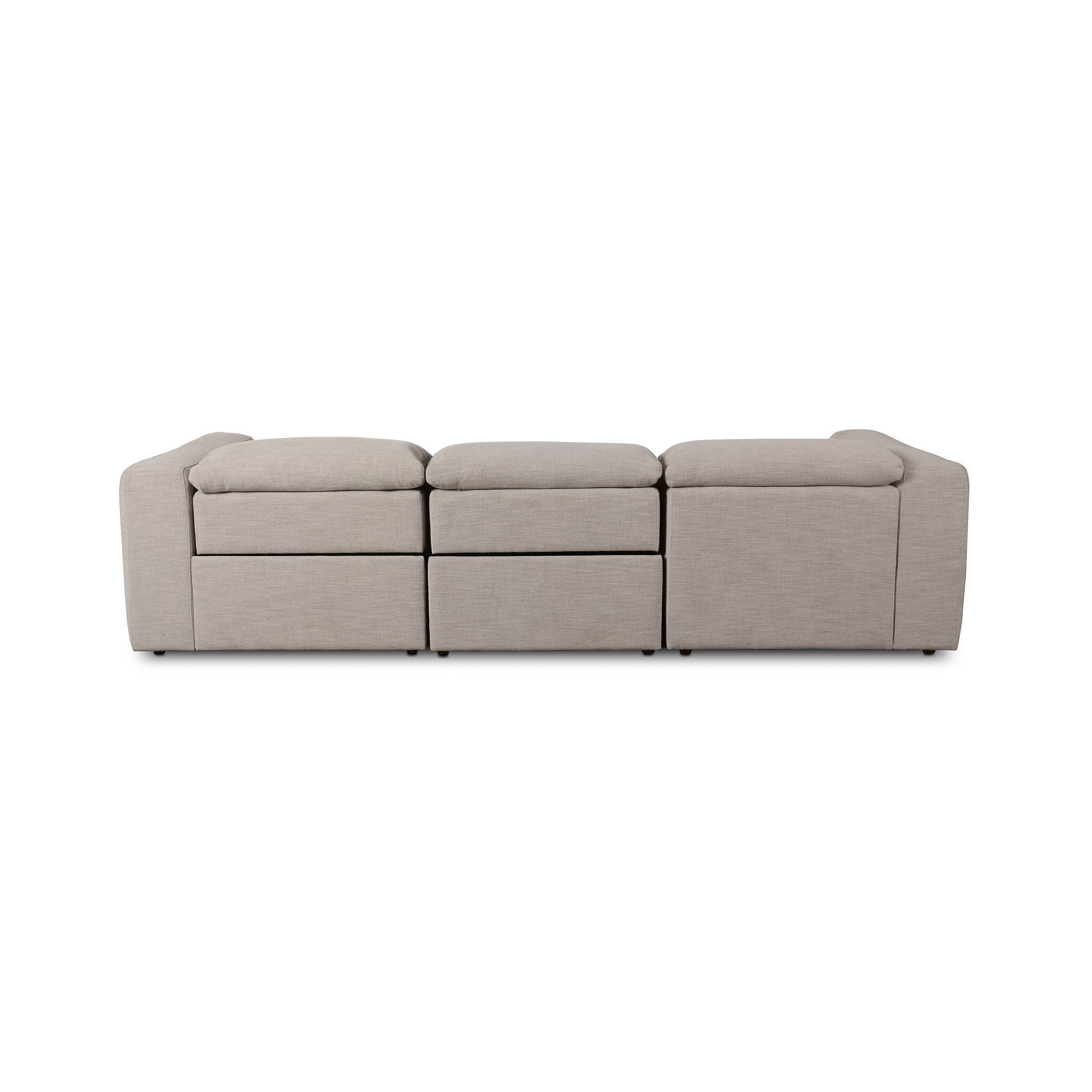 Four Hands Radley Power Recliner 3-Piece Sectional W/ Chaise — Laken Stone