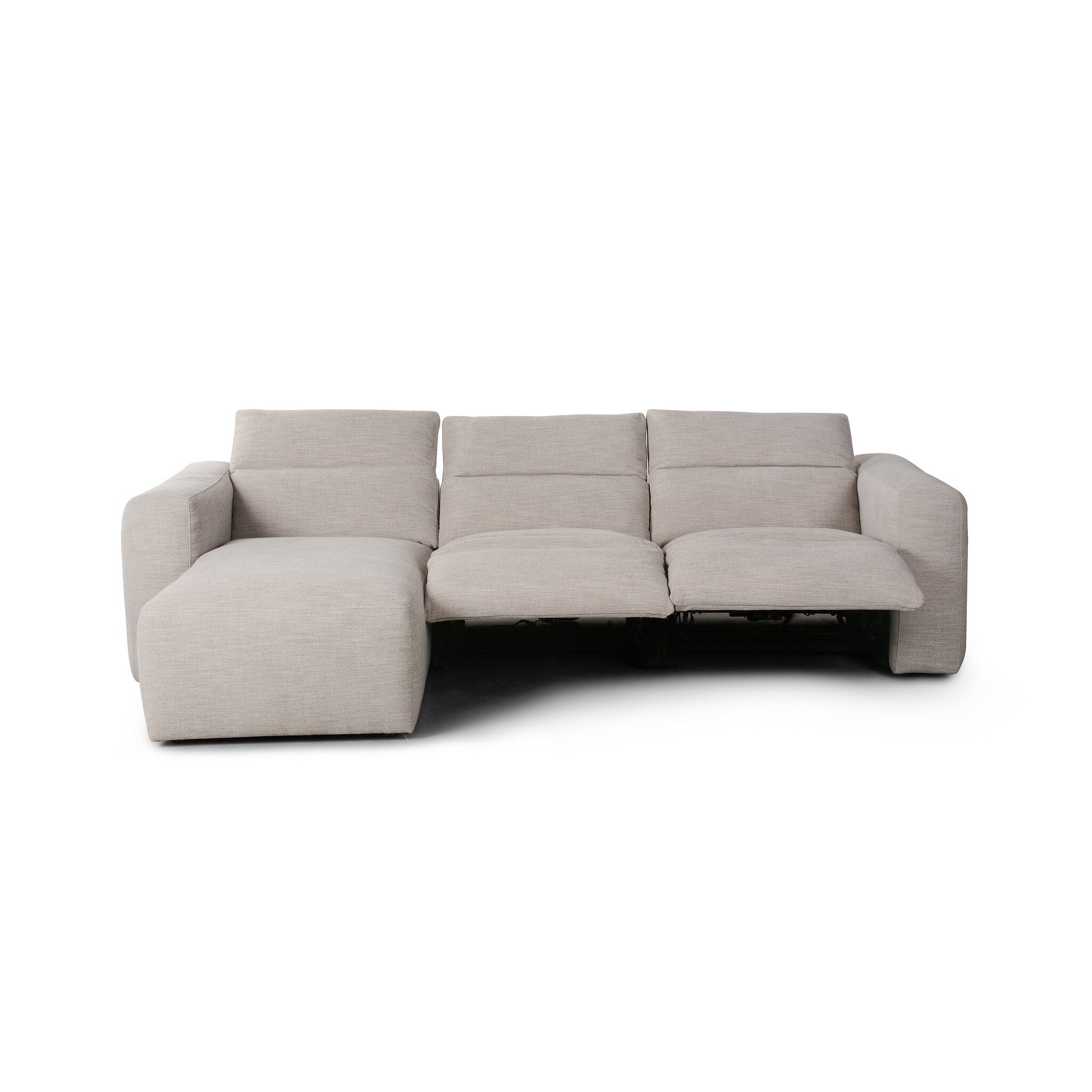 Four Hands Radley Power Recliner 3-Piece Sectional W/ Chaise — Laken Stone