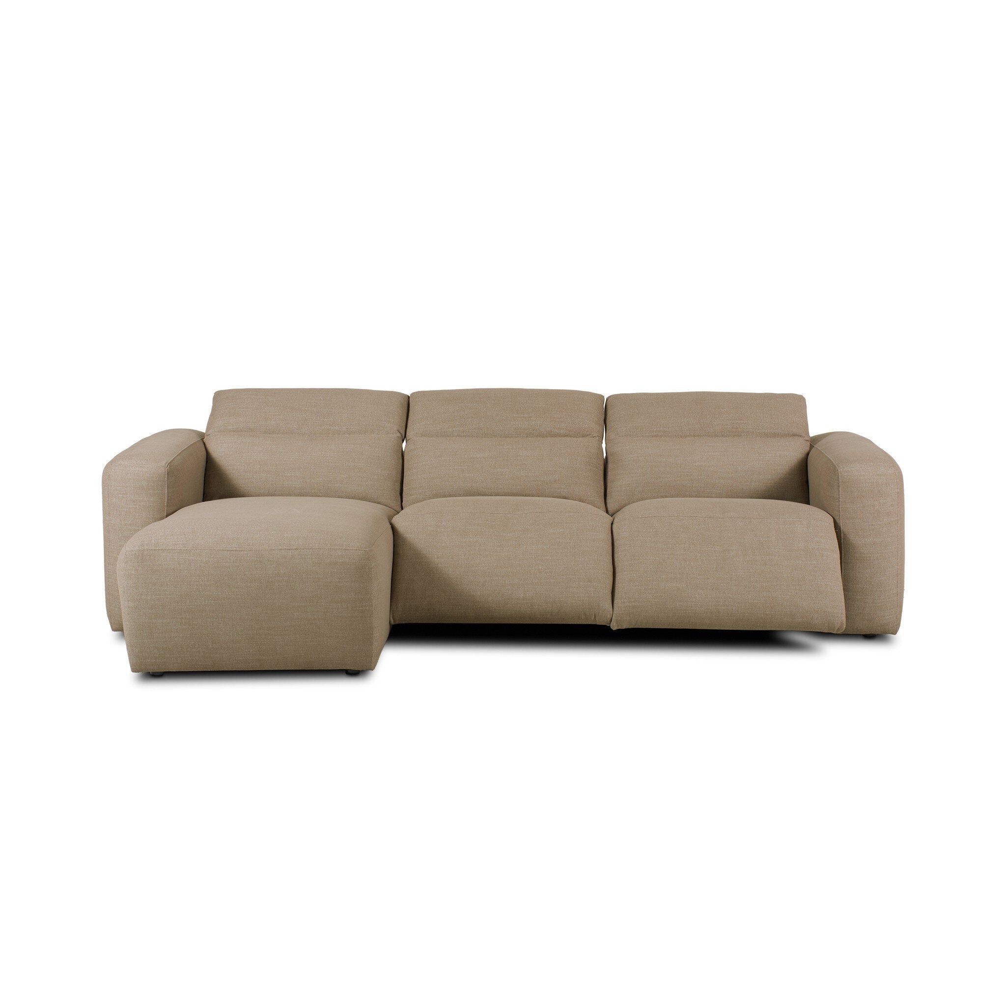 Four Hands Radley Power Recliner 3-Piece Sectional W/ Chaise — Crypton Nomad Taupe