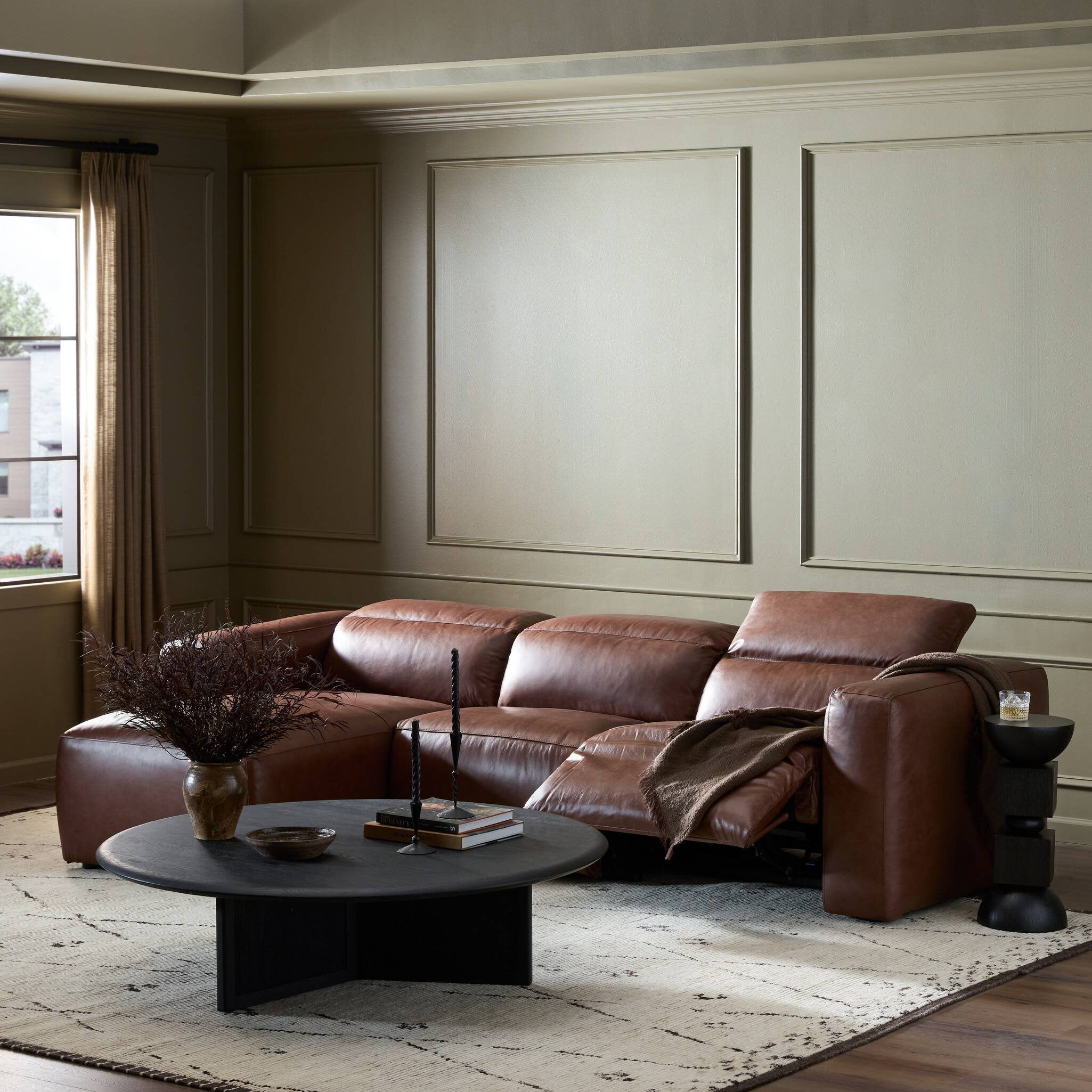 Four Hands Radley Power Recliner 3-Piece Sectional W/ Chaise — Sonoma Coco