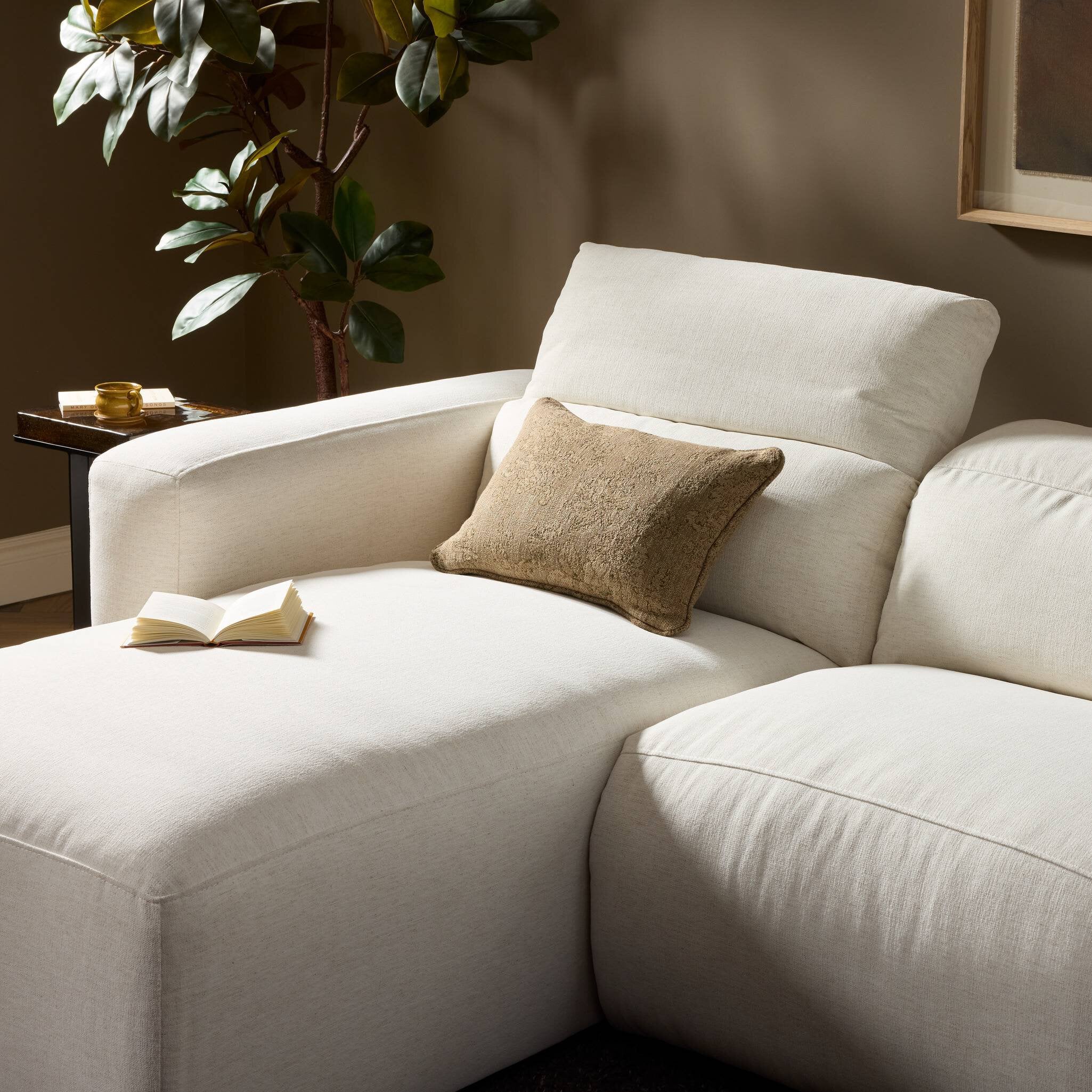 Four Hands Radley Power Recliner 3-Piece Sectional W/ Chaise — Crypton Nomad Snow