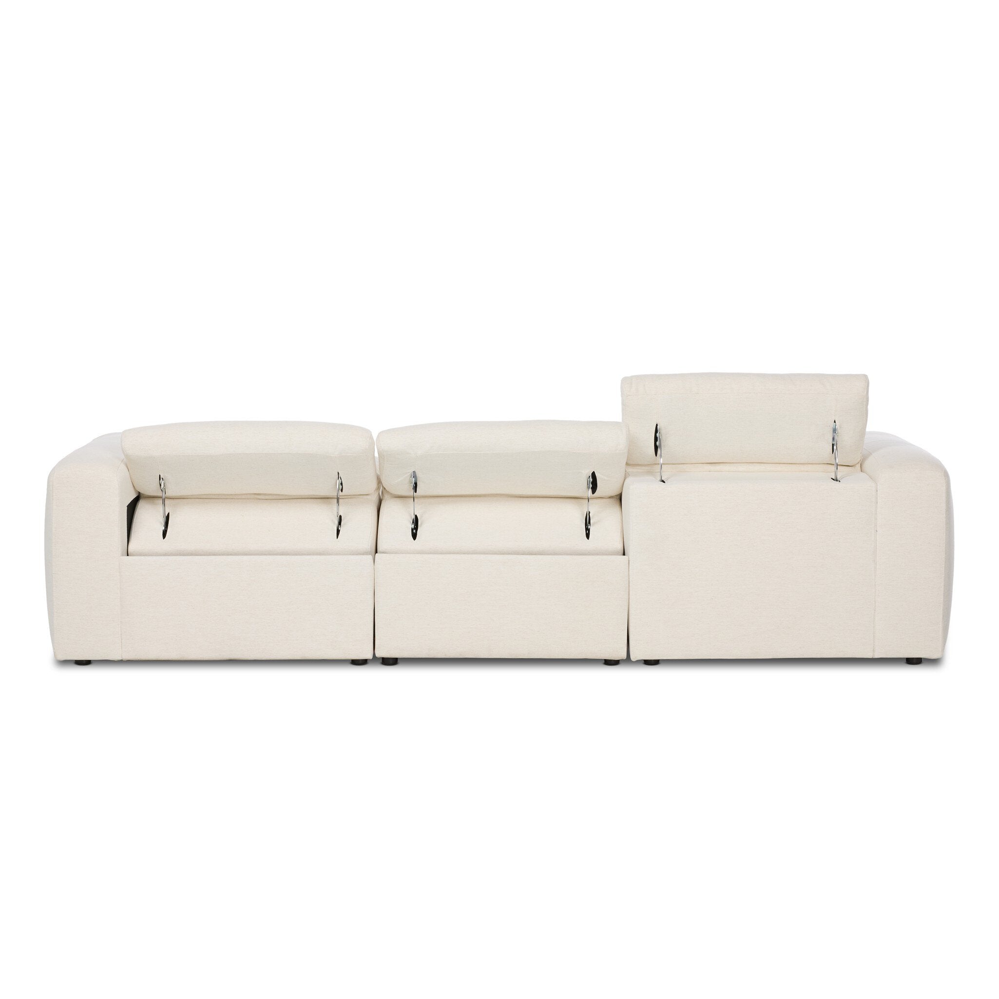 Four Hands Radley Power Recliner 3-Piece Sectional W/ Chaise — Crypton Nomad Snow