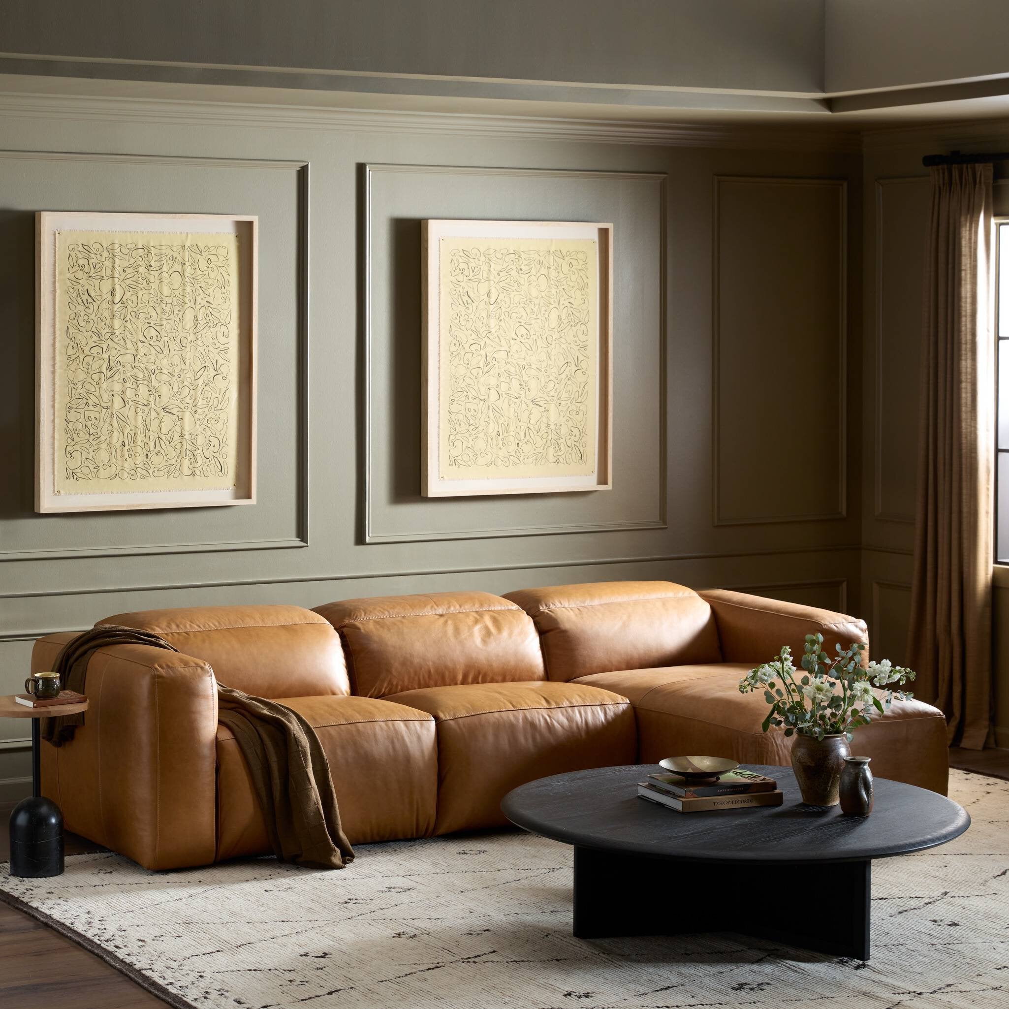 Four Hands Radley Power Recliner 3-Piece Sectional W/ Chaise — Sonoma Butterscotch