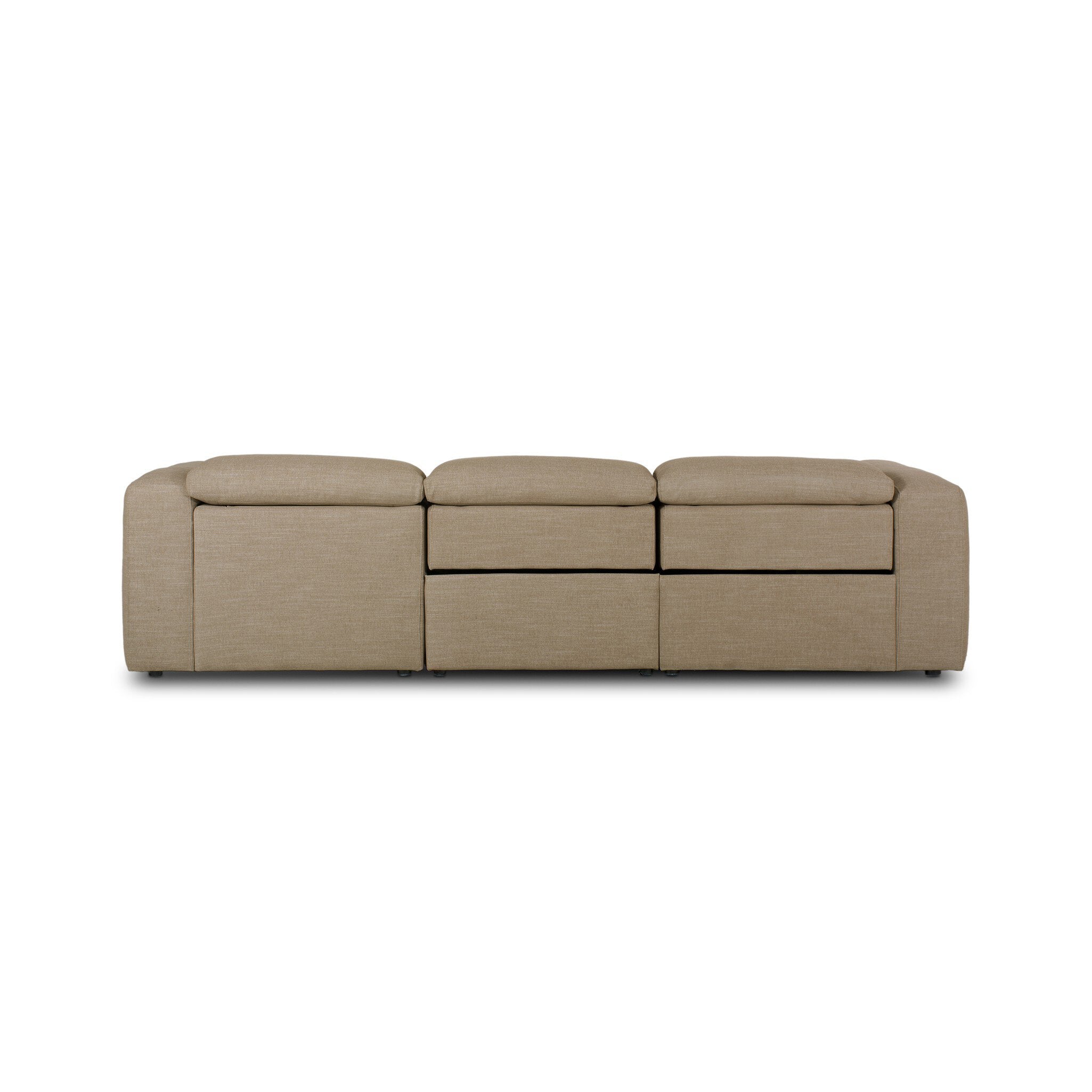 Four Hands Radley Power Recliner 3-Piece Sectional W/ Chaise — Crypton Nomad Taupe