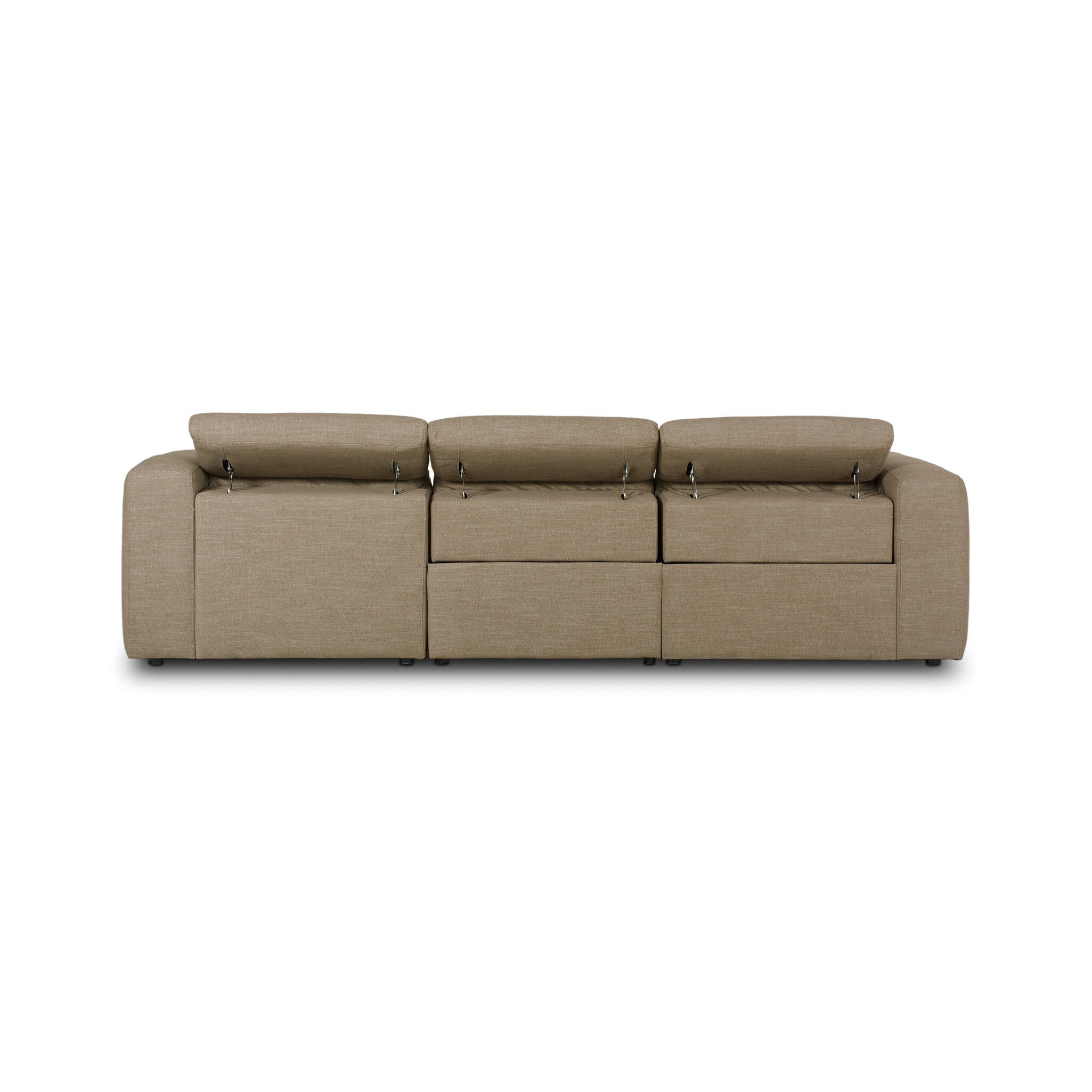 Four Hands Radley Power Recliner 3-Piece Sectional W/ Chaise — Crypton Nomad Taupe