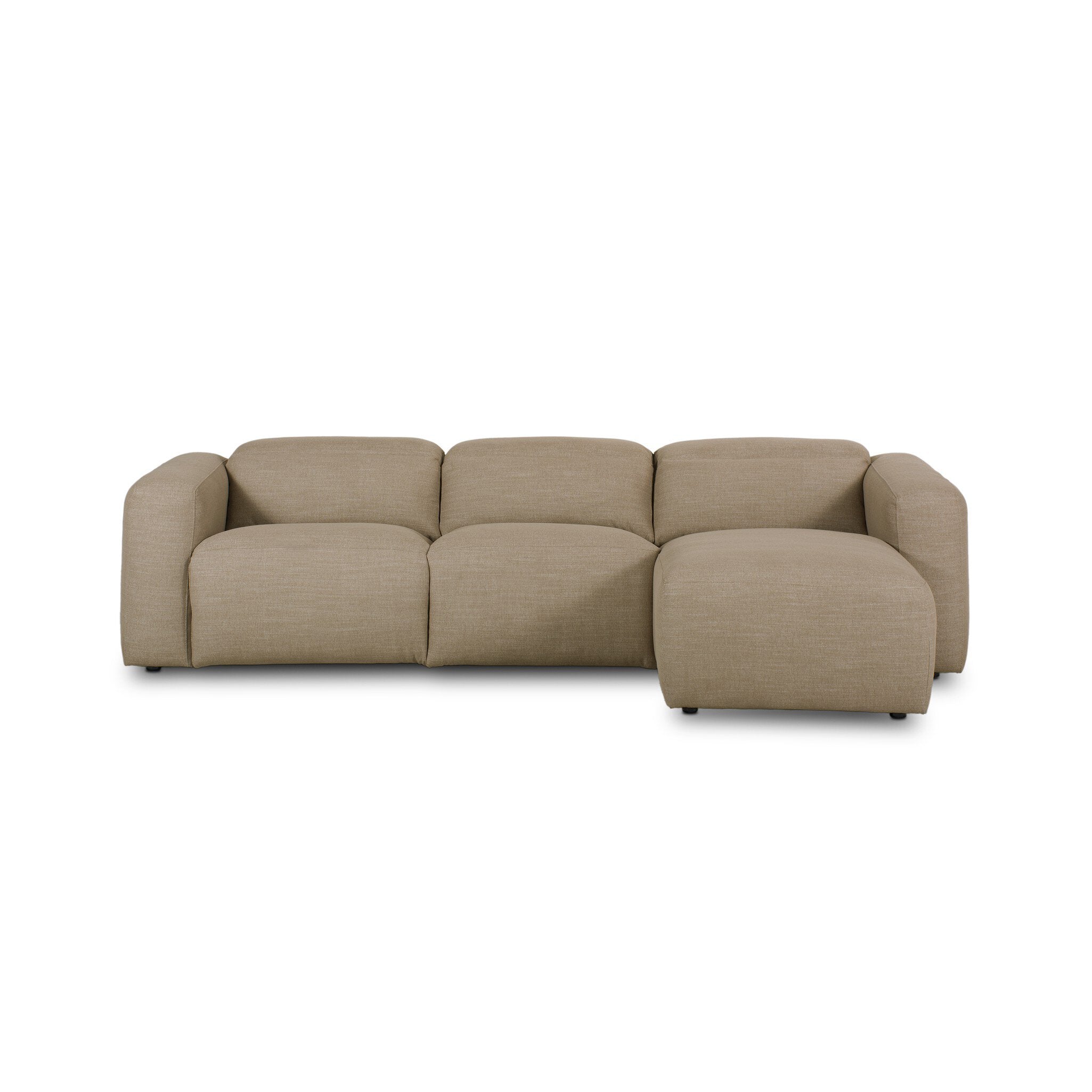 Four Hands Radley Power Recliner 3-Piece Sectional W/ Chaise — Crypton Nomad Taupe