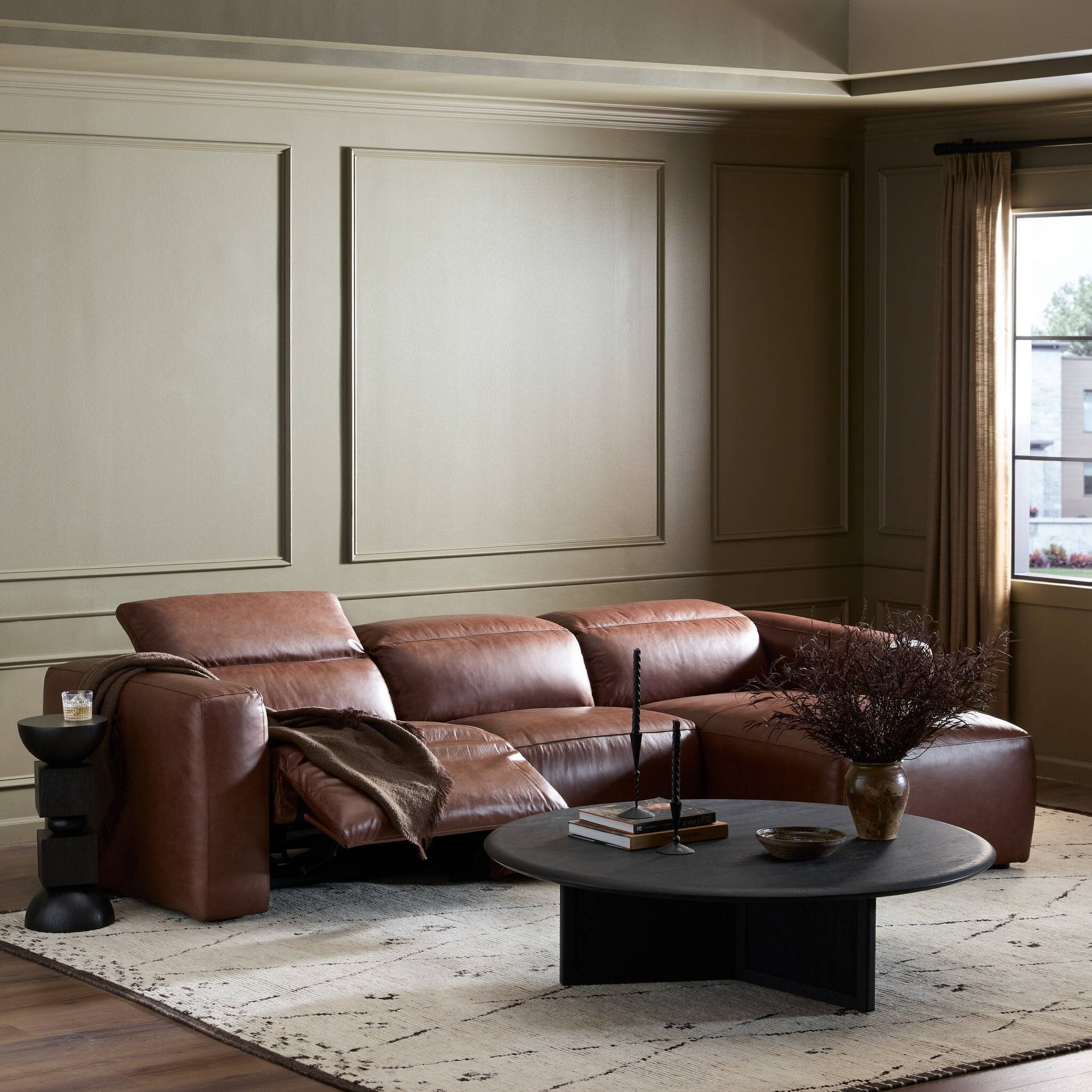 Four Hands Radley Power Recliner 3-Piece Sectional W/ Chaise — Sonoma Coco
