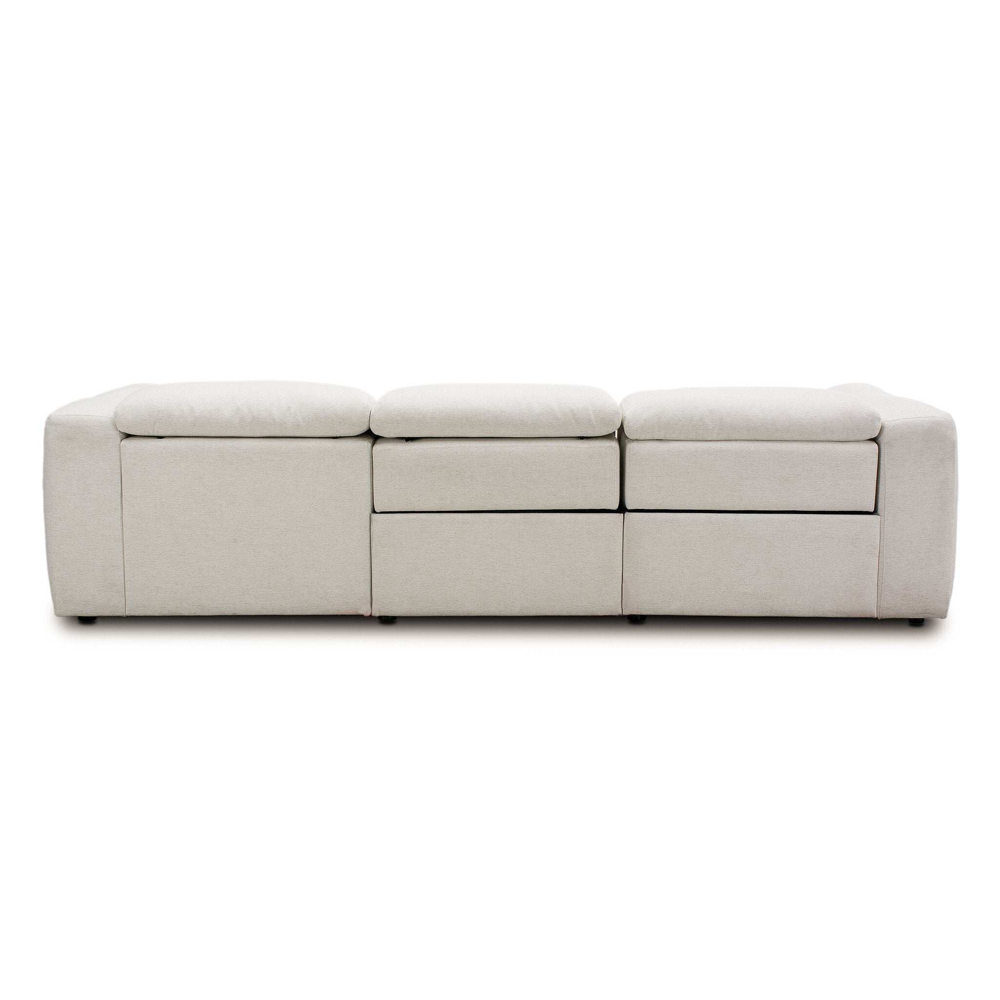Four Hands Radley Power Recliner 3-Piece Sectional W/ Chaise — Crypton Nomad Snow