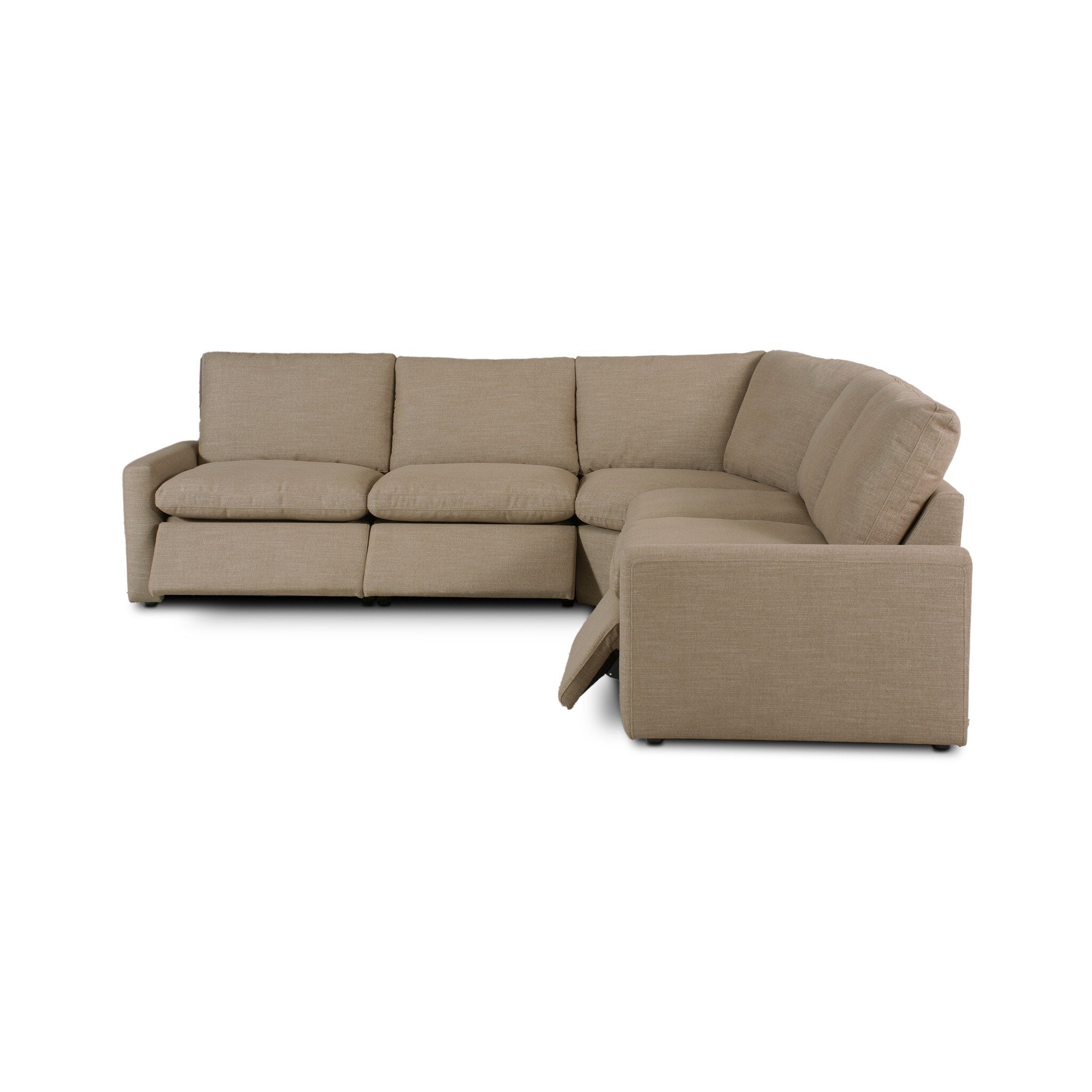 Four Hands Tillery Power Recliner 5-Piece Sectional — Crypton Nomad Taupe