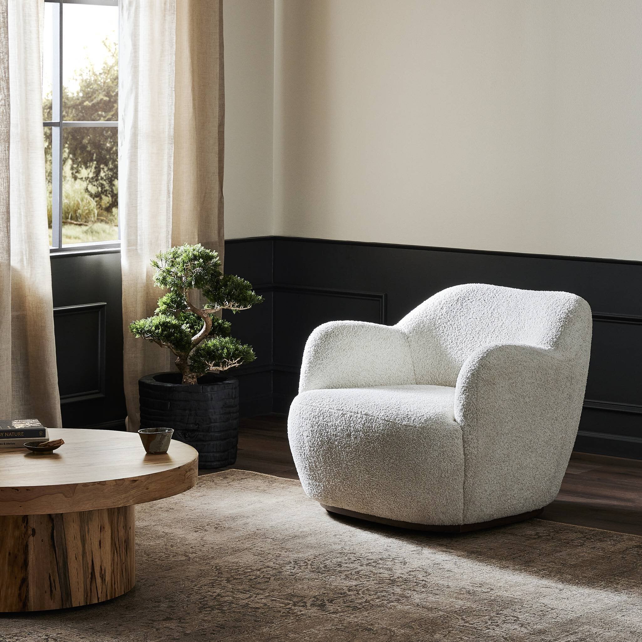 Four Hands Julius Swivel Chair — Sheldon Ivory-Vintage Parawood