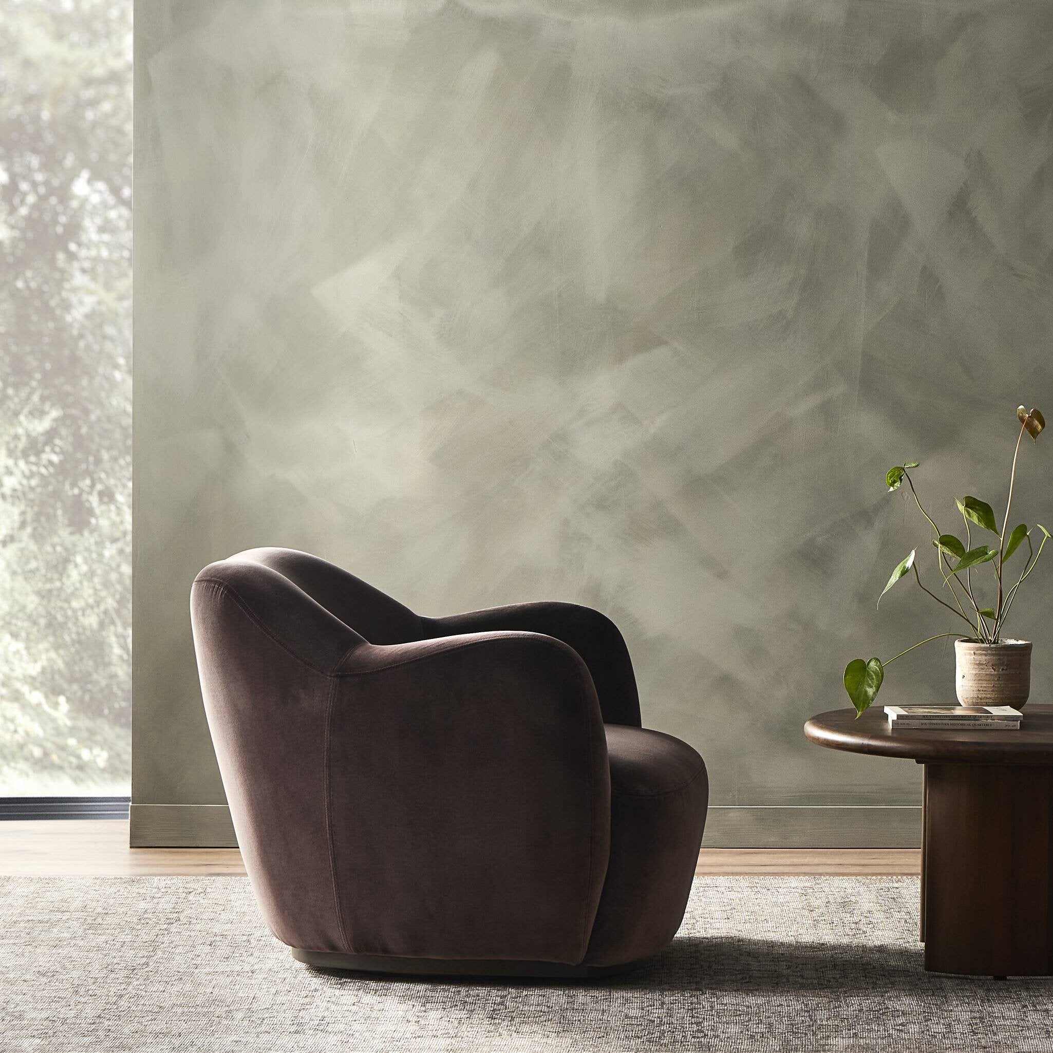 Four Hands Julius Swivel Chair — Surrey Cocoa-Sienna Brown