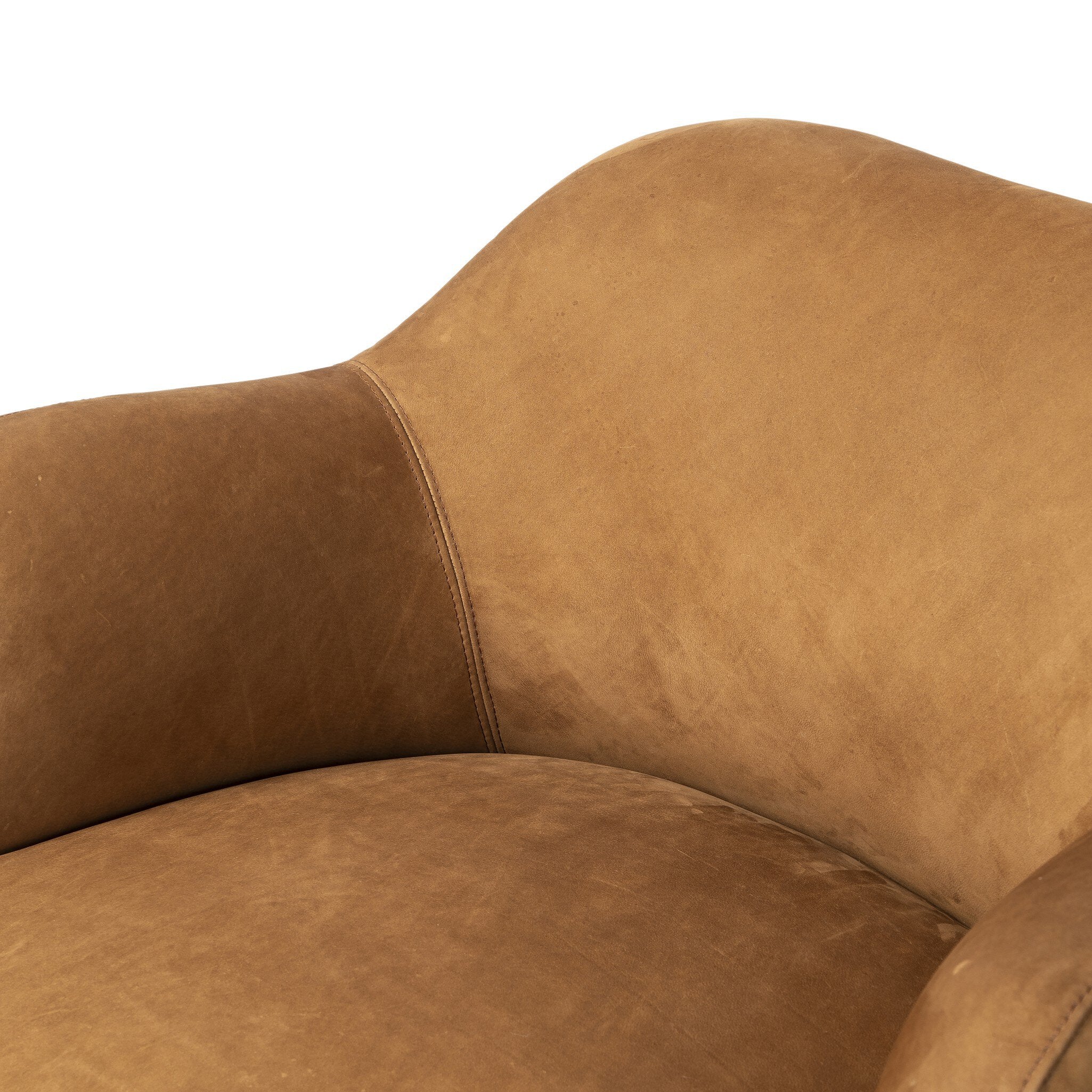 Four Hands Julius Swivel Chair — Nubuck Cognac-Sienna Brown