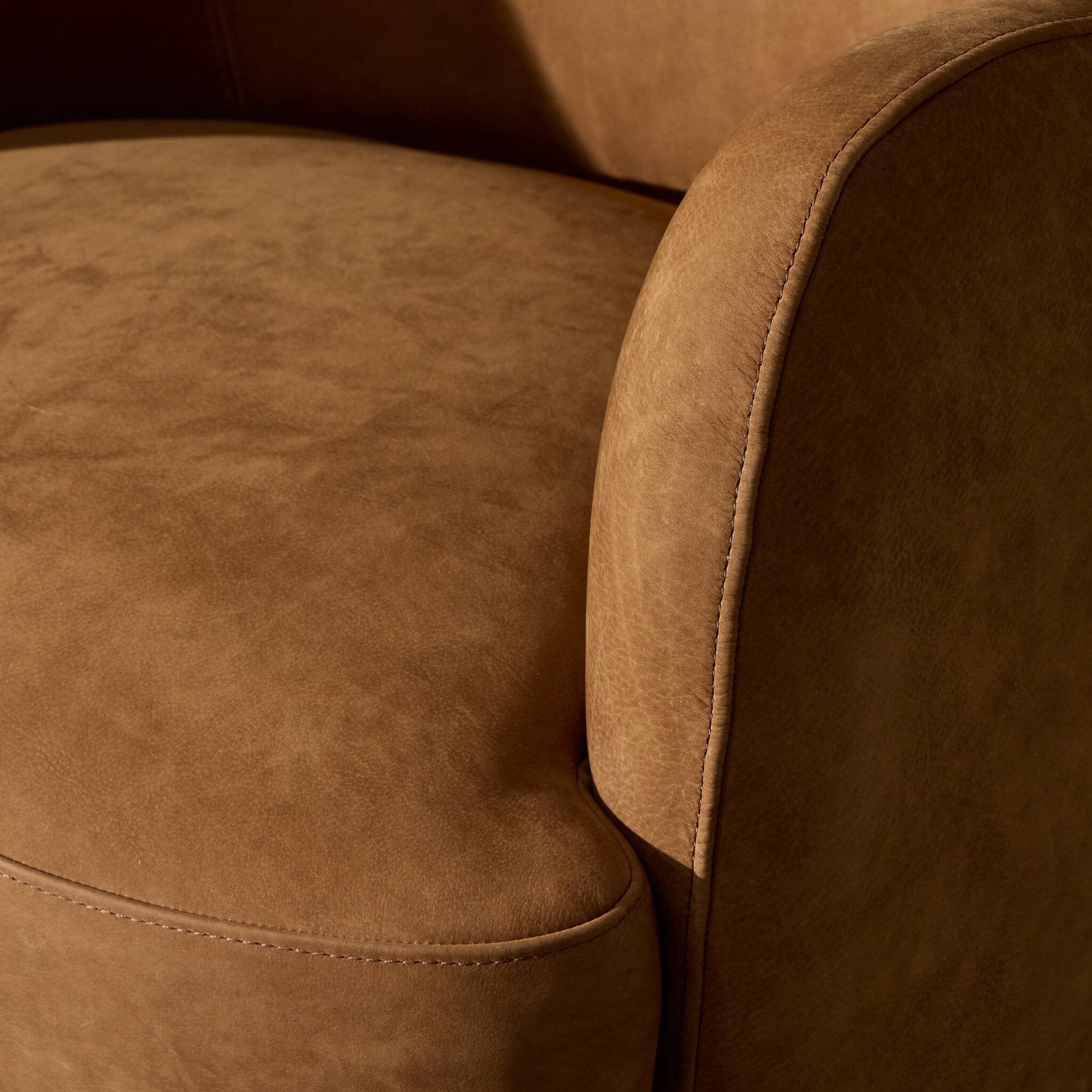 Four Hands Julius Swivel Chair — Nubuck Cognac-Sienna Brown