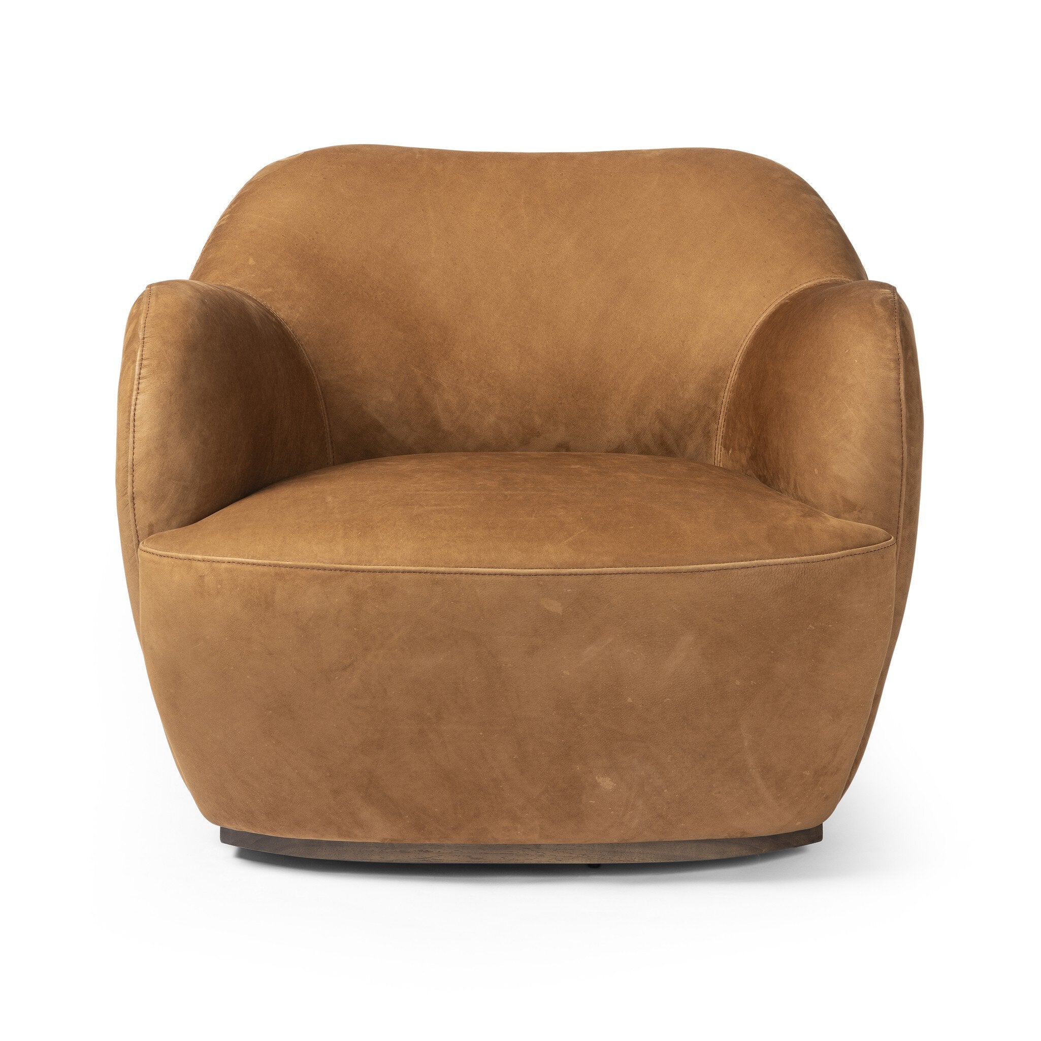 Four Hands Julius Swivel Chair — Nubuck Cognac-Sienna Brown