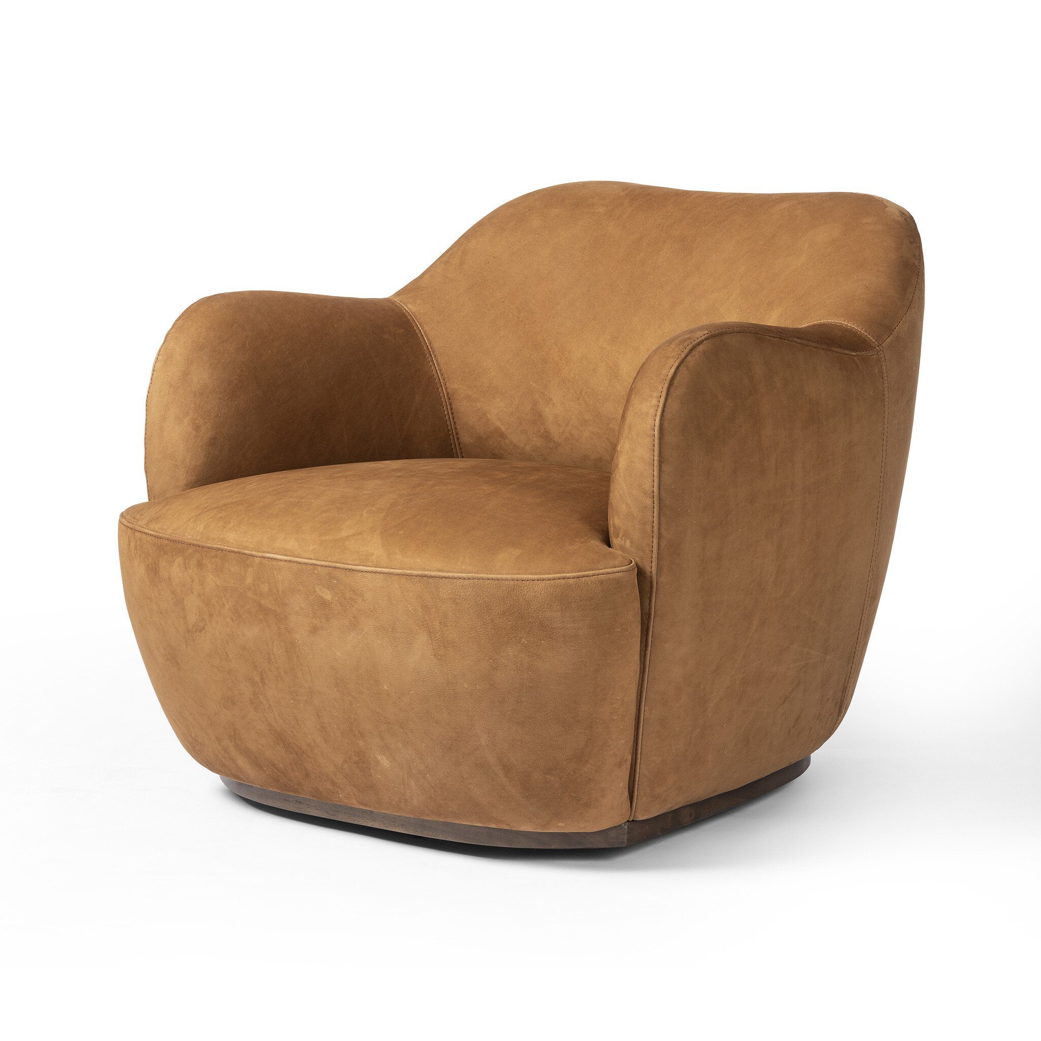 Four Hands Julius Swivel Chair — Nubuck Cognac-Sienna Brown