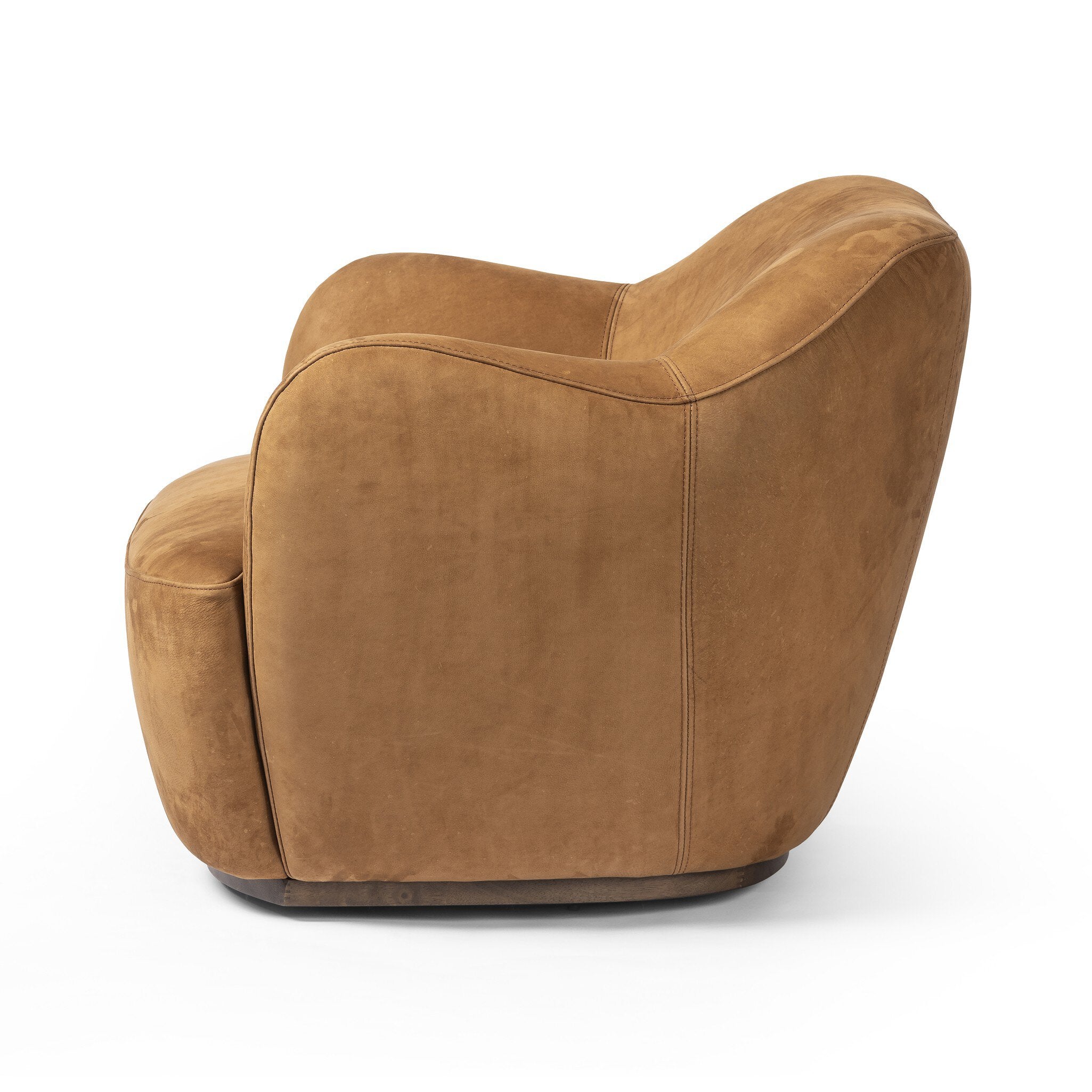 Four Hands Julius Swivel Chair — Nubuck Cognac-Sienna Brown