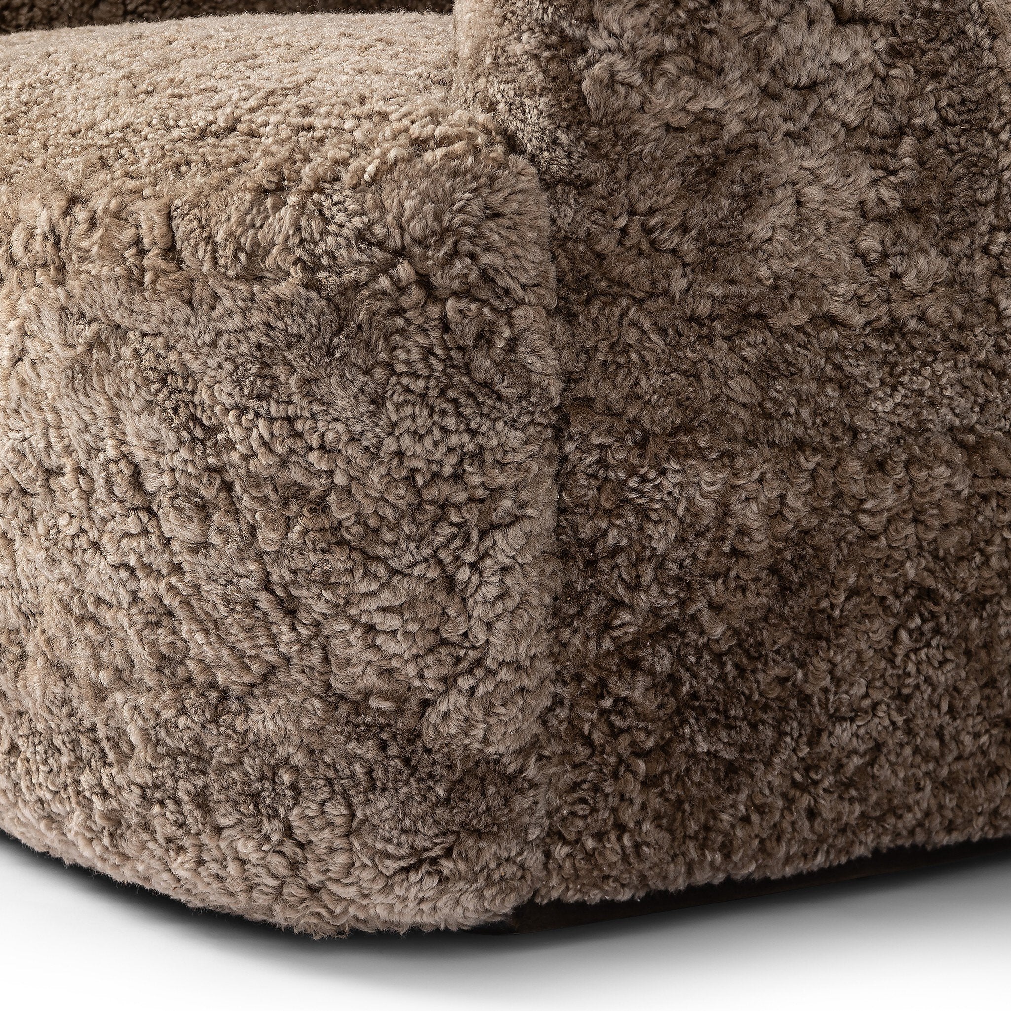 Four Hands Julius Swivel Chair — Taupe Shearling-Sienna Brown