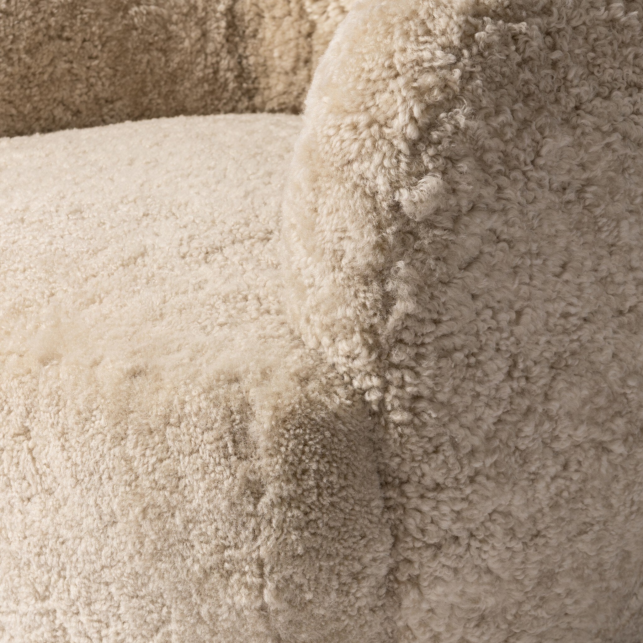 Four Hands Julius Swivel Chair — Beige Shearling-Sienna Brown