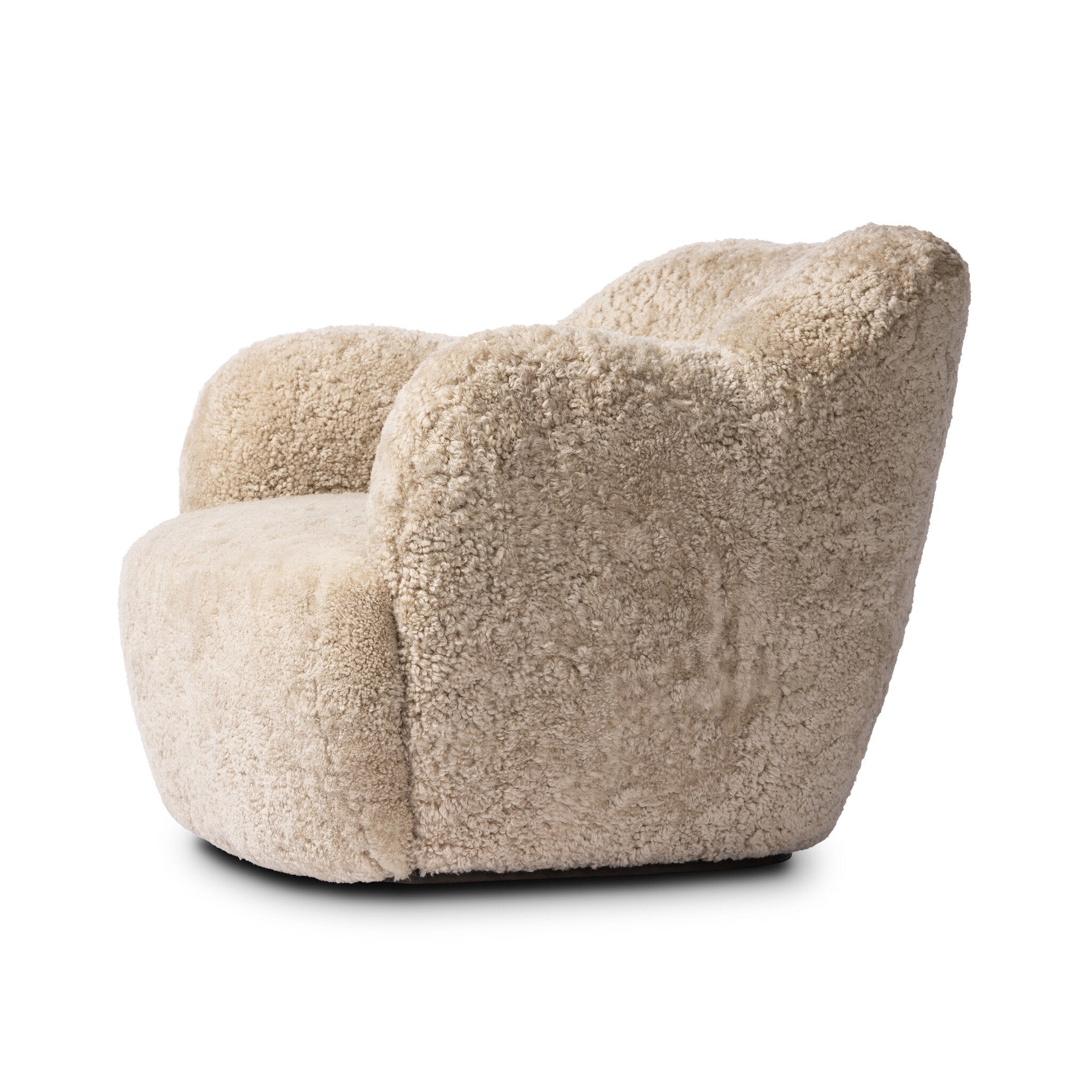Four Hands Julius Swivel Chair — Beige Shearling-Sienna Brown